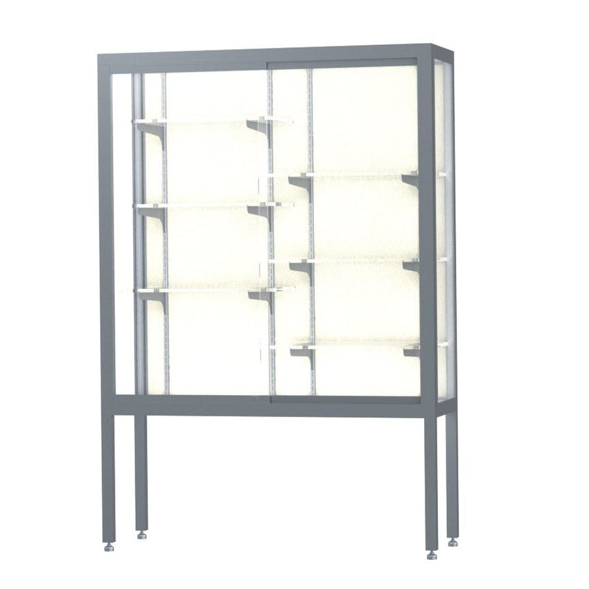 Ghent Challenger Display Case, Open Base, Aluminum Frame, 66"H x 48"W x 16"D (GHE - 11404 - XX) - SchoolOutlet