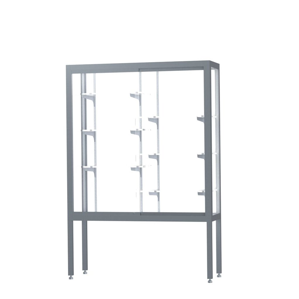 Ghent Challenger Display Case, Open Base, Aluminum Frame, 66"H x 48"W x 16"D (GHE - 11404 - XX) - SchoolOutlet