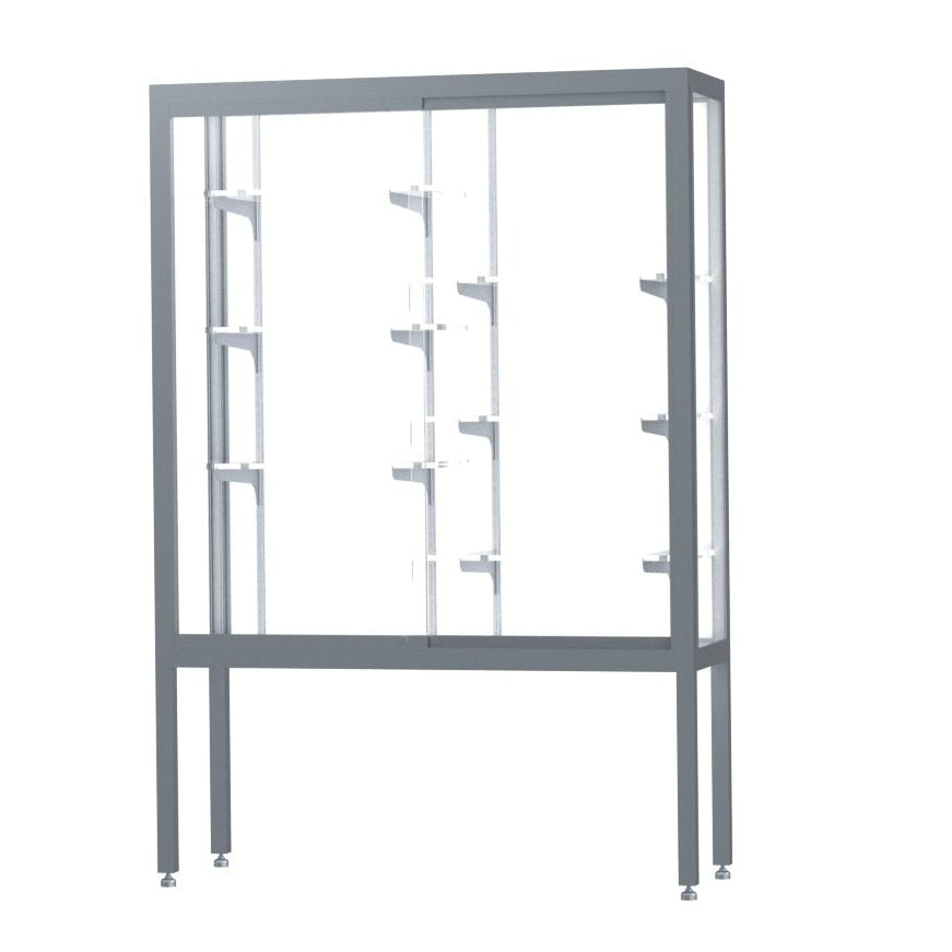 Ghent Challenger Display Case, Open Base, Aluminum Frame, 66"H x 48"W x 16"D (GHE - 11404 - XX) - SchoolOutlet