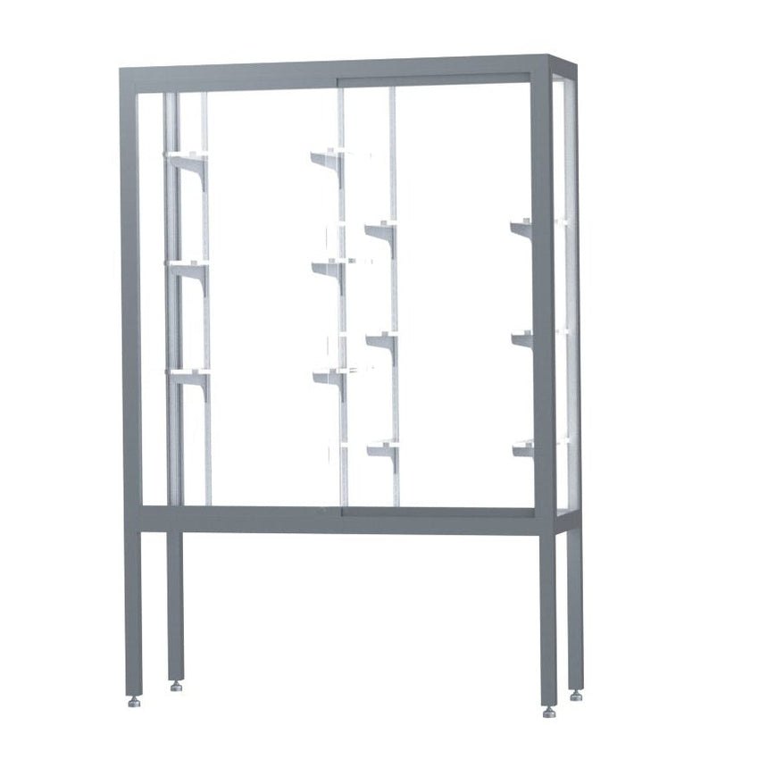 Ghent Challenger Display Case, Open Base, Aluminum Frame, 66"H x 48"W x 16"D (GHE - 11404 - XX) - SchoolOutlet