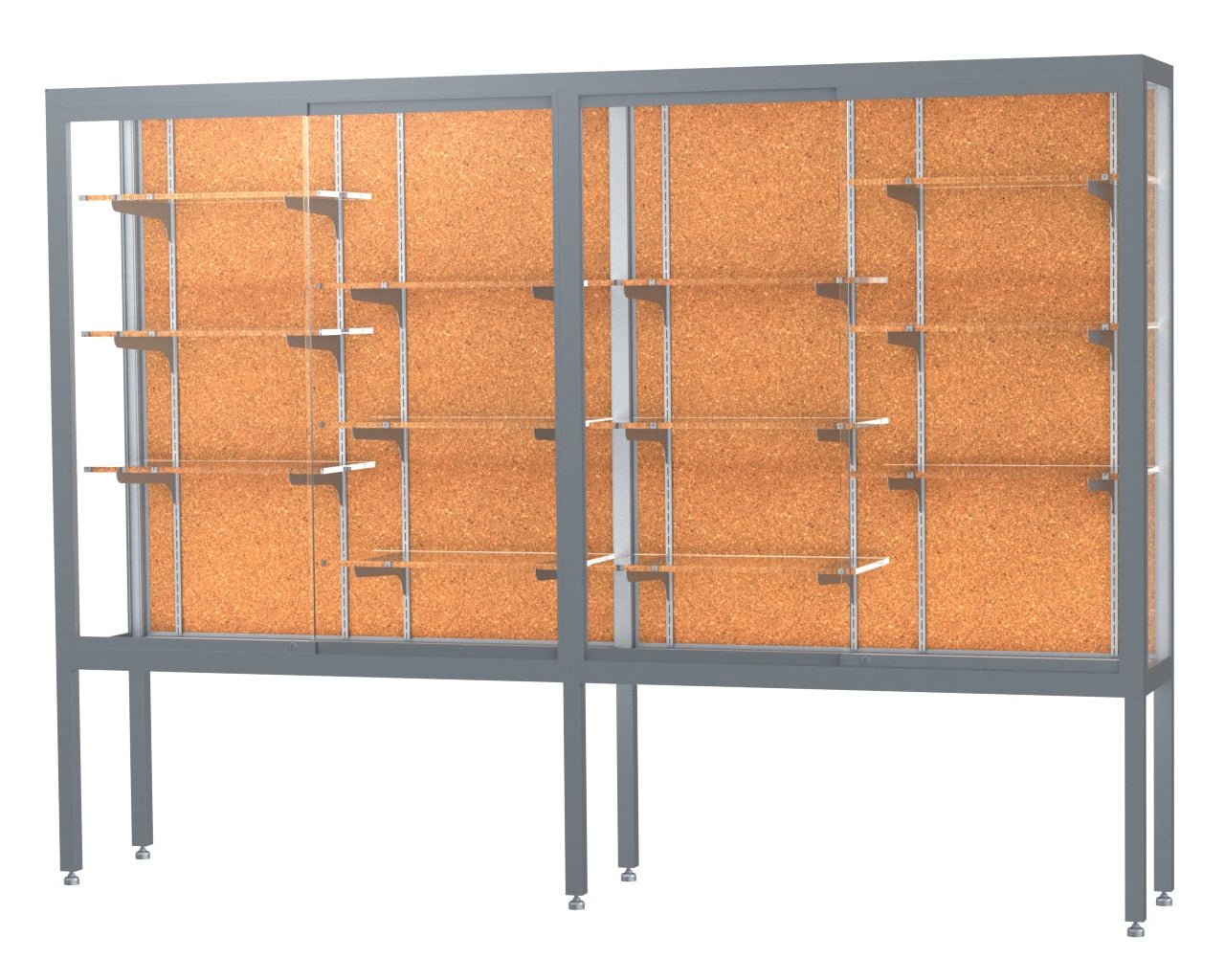 Ghent Challenger Display Case, Open Base, Aluminum Frame, 66"H x 96"W x 16"D (GHE - 11408 - XX) - SchoolOutlet
