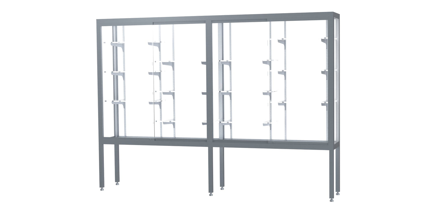 Ghent Challenger Display Case, Open Base, Aluminum Frame, 66"H x 96"W x 16"D (GHE - 11408 - XX) - SchoolOutlet