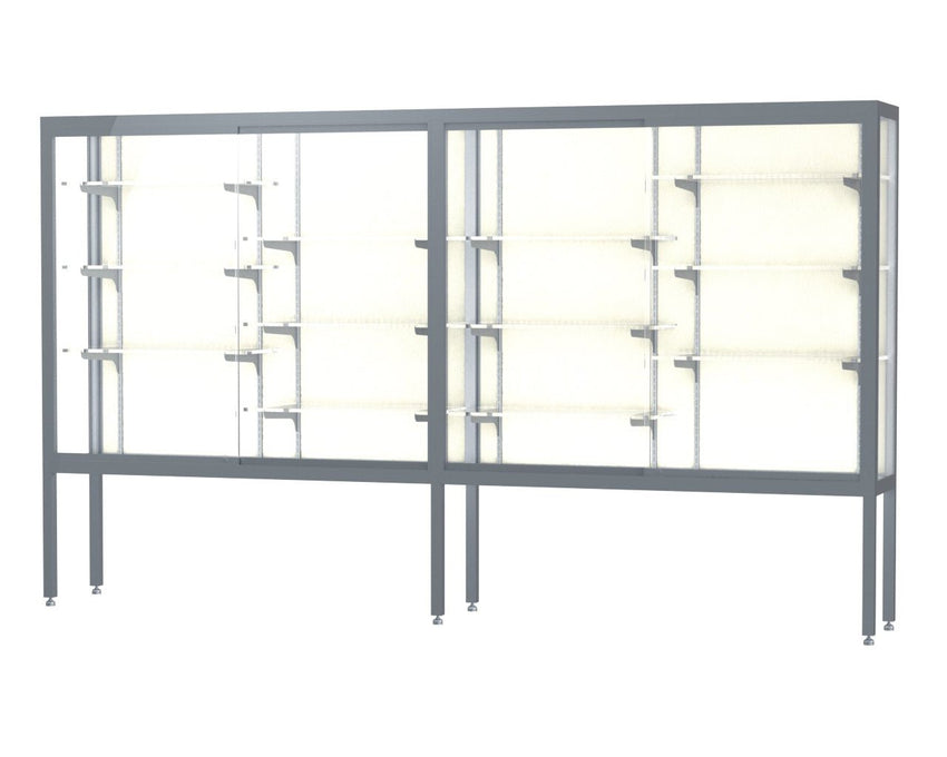 Ghent Challenger Display Case, Open Base, Aluminum Frame, 66"H x 120"W x 16"D (GHE - 11410 - XX) - SchoolOutlet