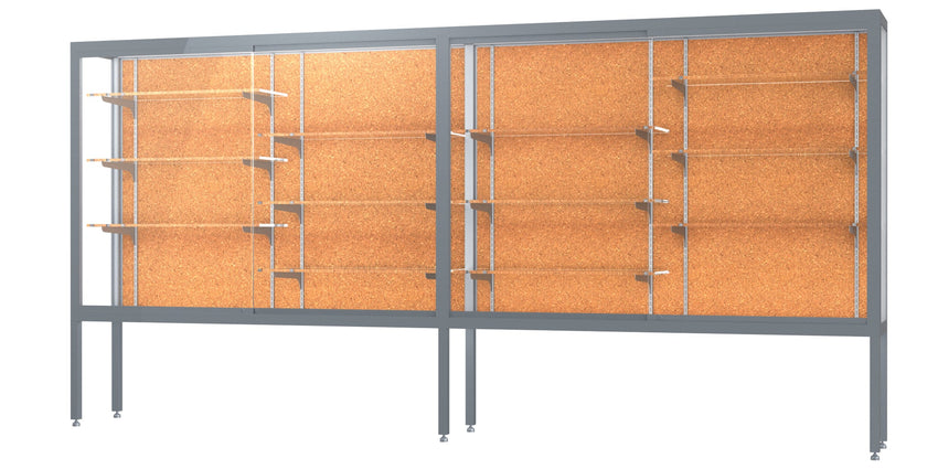 Ghent Challenger Display Case, Open Base, Aluminum Frame, 66"H x 144"W x 16"D (GHE - 11412 - XX) - SchoolOutlet
