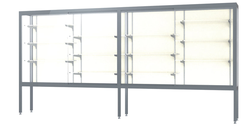 Ghent Challenger Display Case, Open Base, Aluminum Frame, 66"H x 144"W x 16"D (GHE - 11412 - XX) - SchoolOutlet