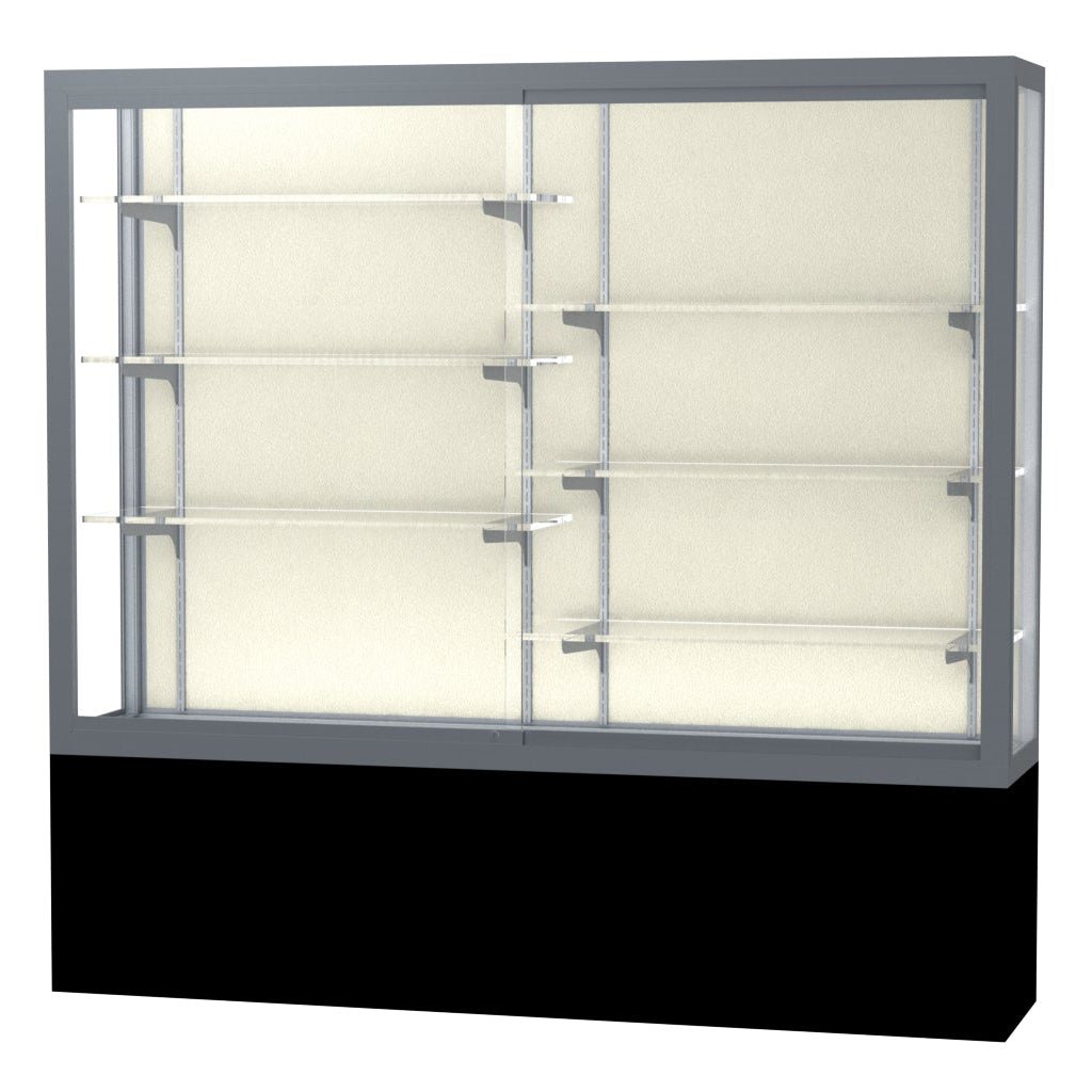 Ghent Challenger Display Case, Black Laminate Base, Aluminum Frame, 66"H x 72"W x 16"D (GHE - 13406 - XX) - SchoolOutlet