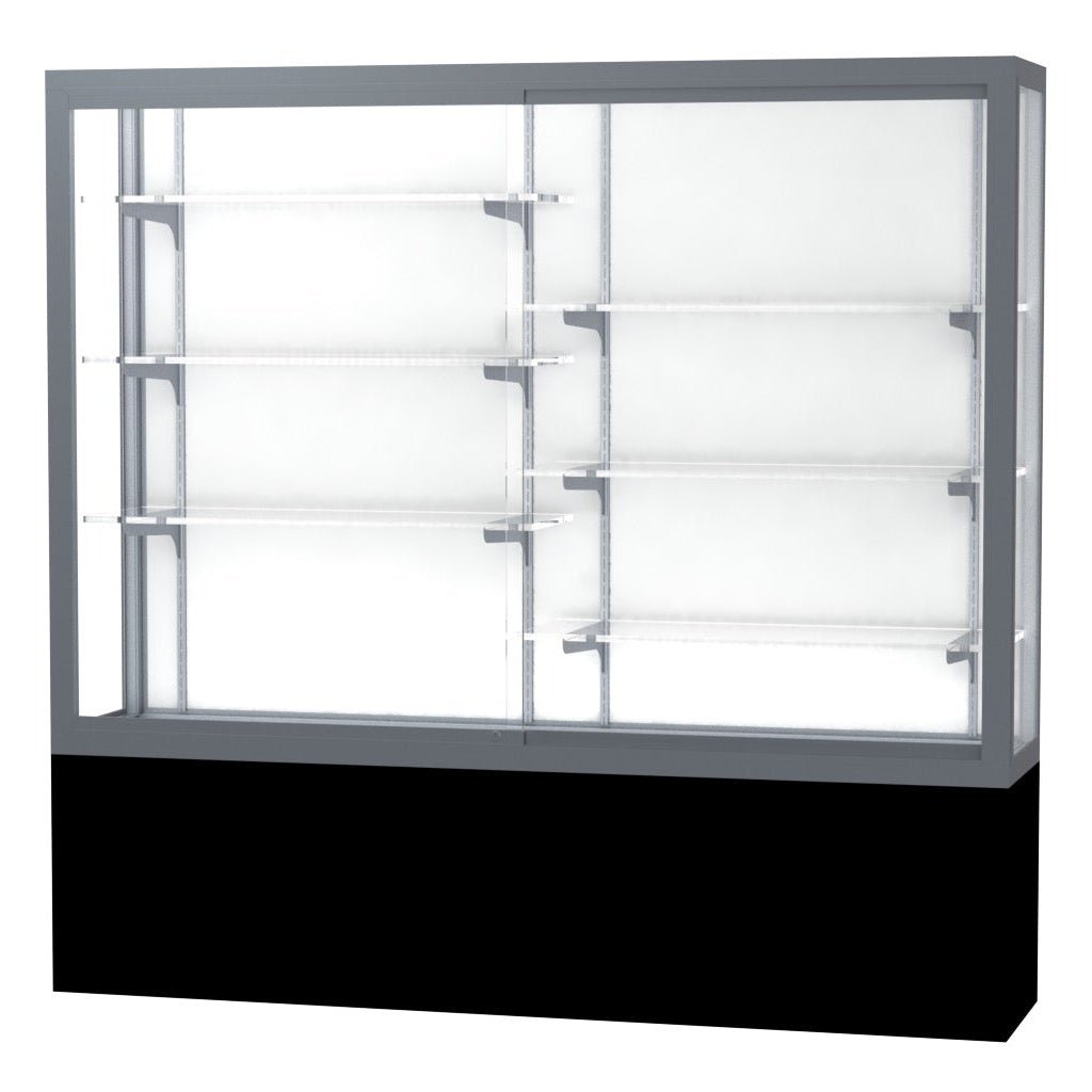 Ghent Challenger Display Case, Black Laminate Base, Aluminum Frame, 66"H x 72"W x 16"D (GHE - 13406 - XX) - SchoolOutlet