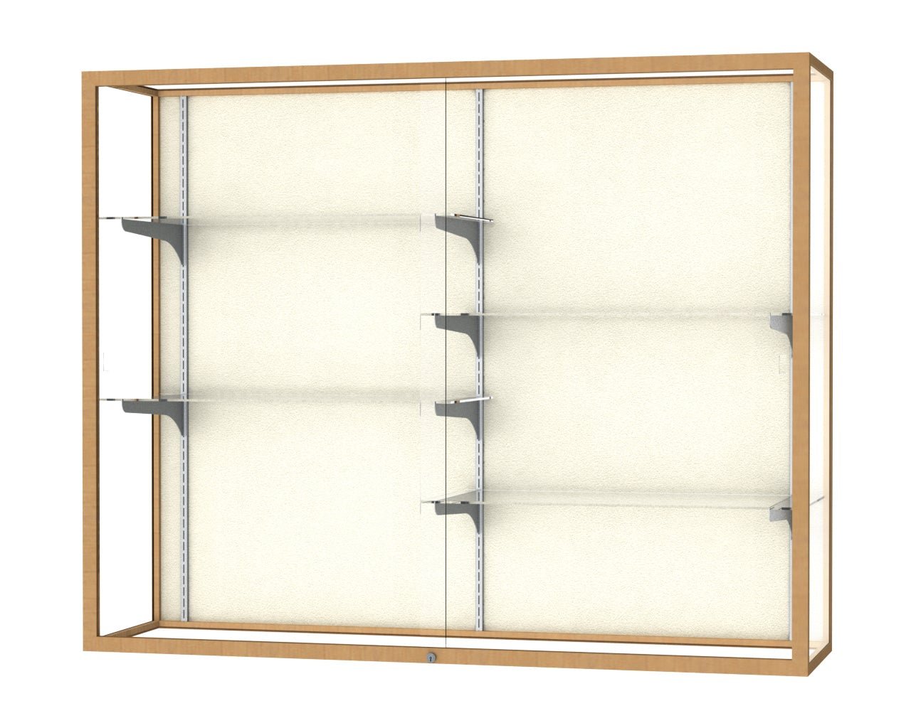 Ghent Champion Wall - Mounted Display Case, Plaque Fabric Back, Aluminum Frame, 4 Shelves, 48"H x 60"W x 16"D - SchoolOutlet