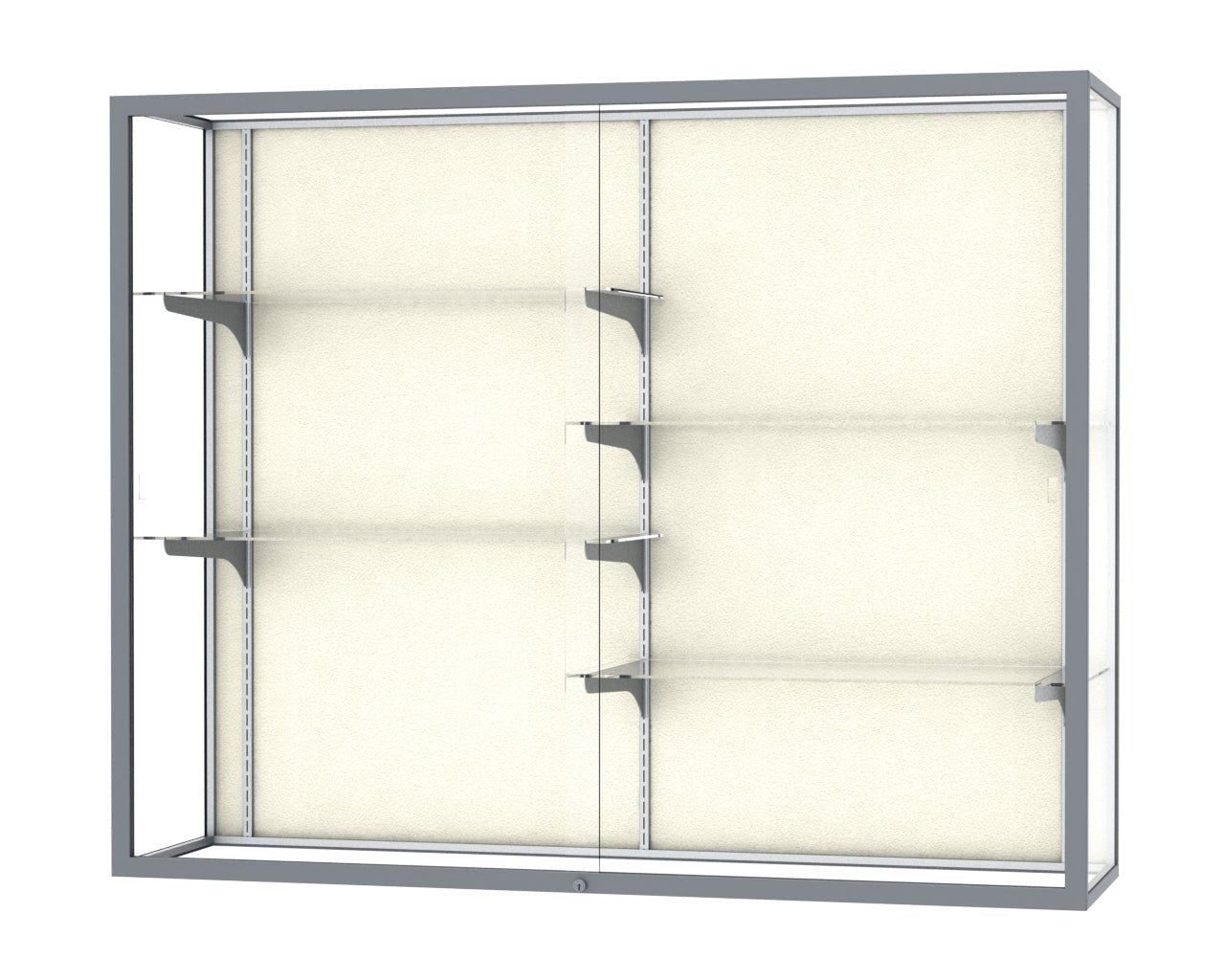 Ghent Champion Wall - Mounted Display Case, Plaque Fabric Back, Aluminum Frame, 4 Shelves, 48"H x 60"W x 16"D - SchoolOutlet