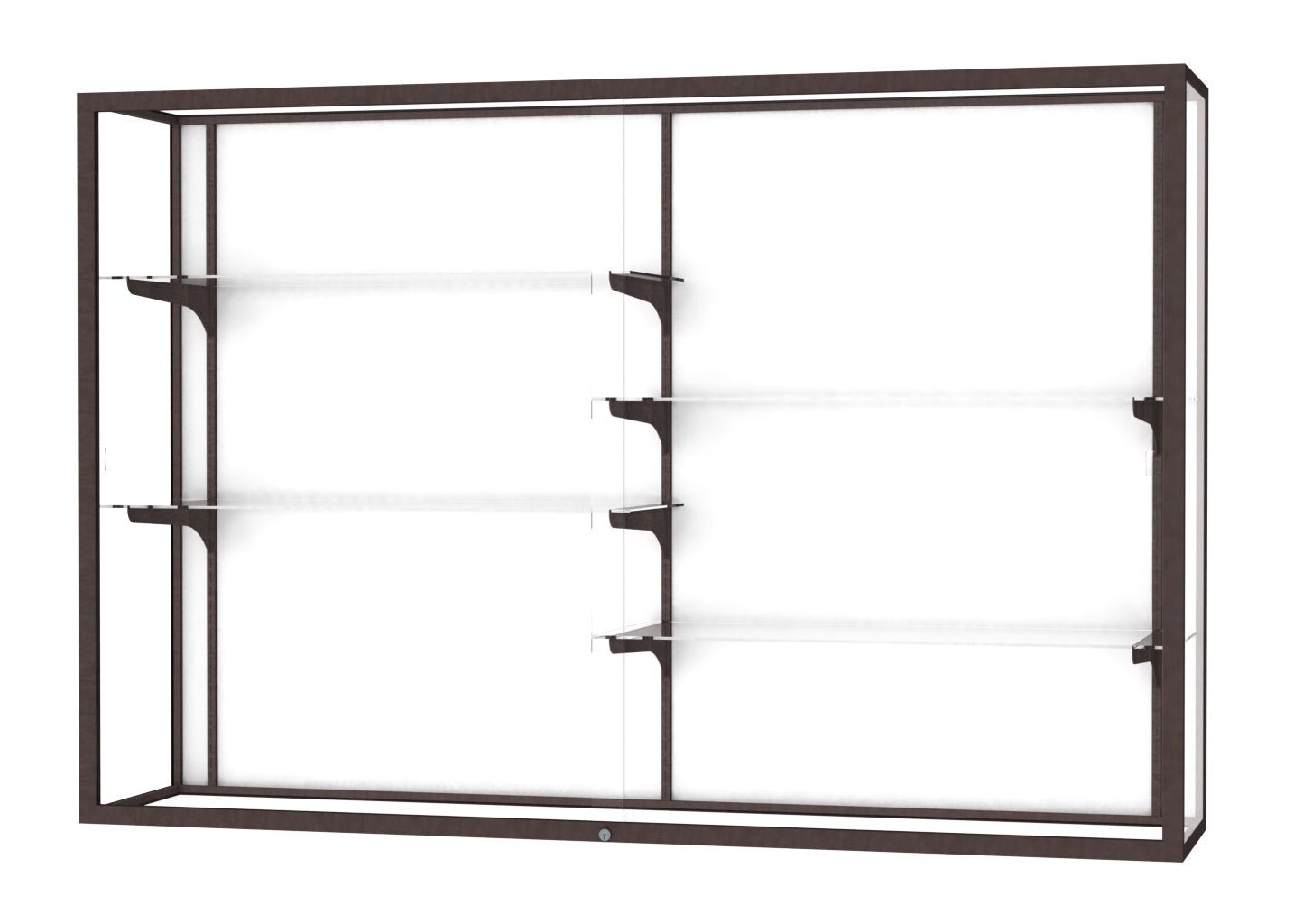 Ghent Champion Wall - Mounted Display Case, White Laminate Back, Aluminum Frame, 4 Shelves, 48"H x 72"W x 16"D - SchoolOutlet