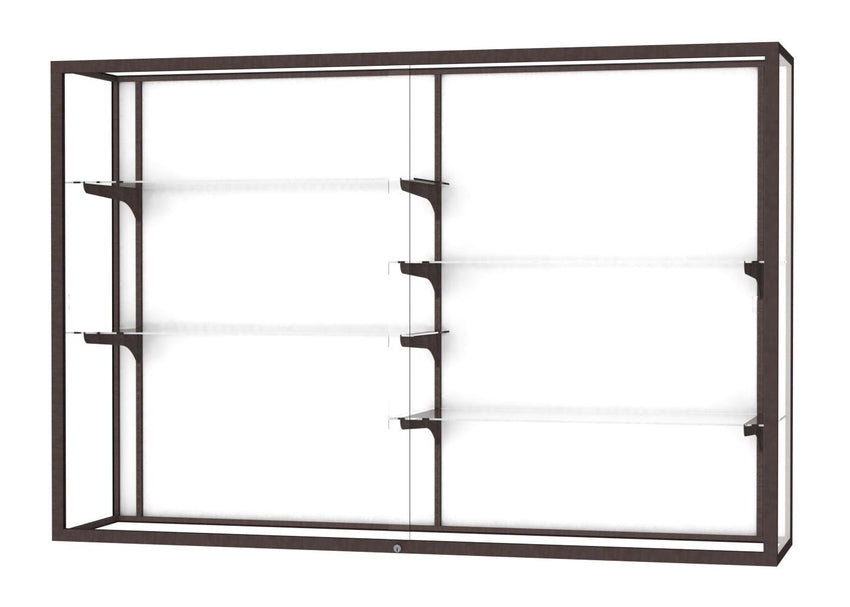 Ghent Champion Wall - Mounted Display Case, White Laminate Back, Aluminum Frame, 4 Shelves, 48"H x 72"W x 16"D - SchoolOutlet
