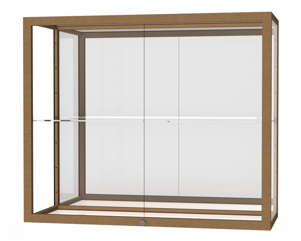 Ghent Champion Wall - Mounted Display Case, Mirror Back, Aluminum Frame, 1 Shelf, 36"H x 30"W x 14"D - SchoolOutlet
