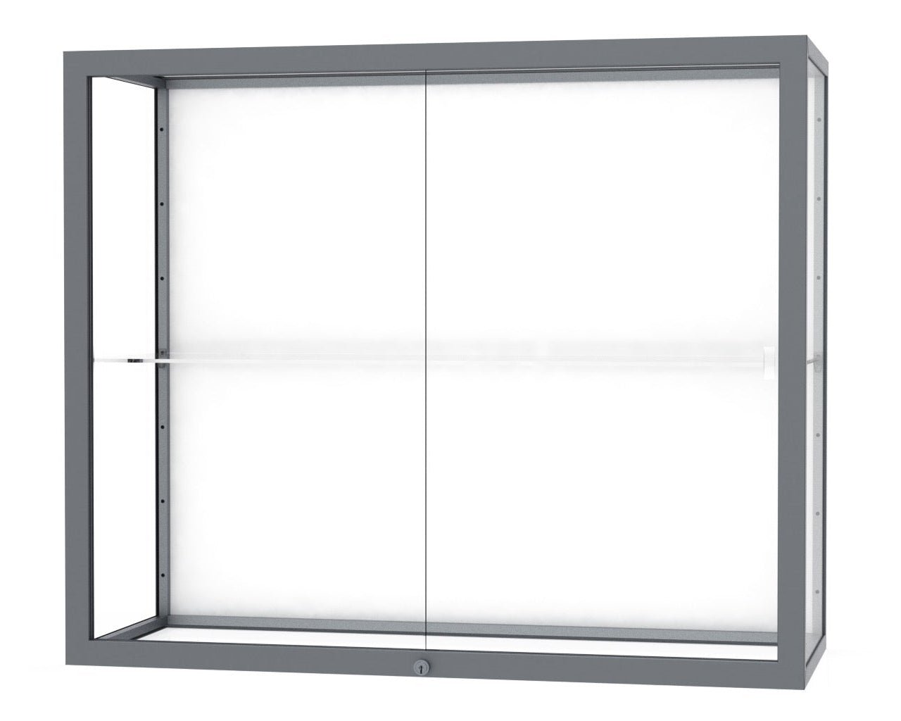 Ghent Champion Wall - Mounted Display Case, White Laminate Back, Aluminum Frame, 1 Shelf, 36"H x 30"W x 14"D - SchoolOutlet