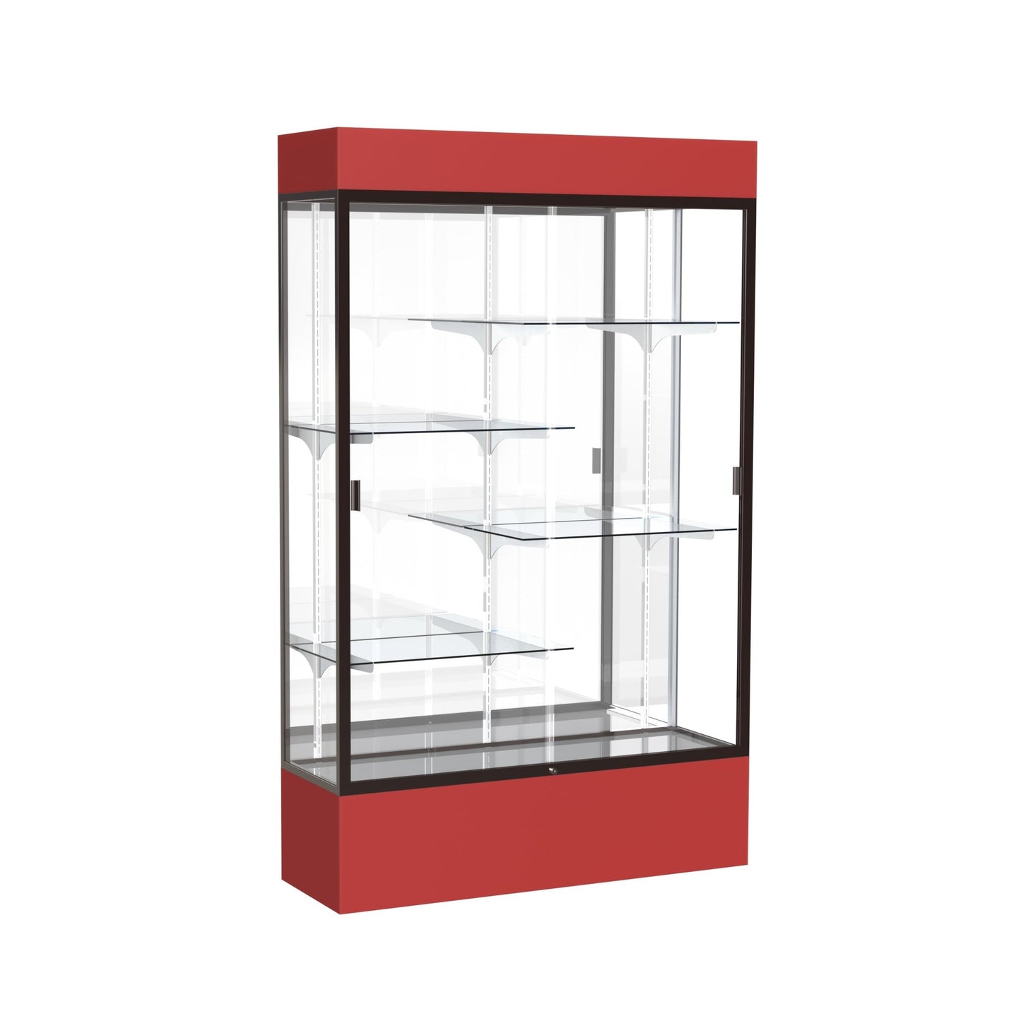 Ghent Spirit Floor Display Case Lighted, Aluminum Frame, 80"H x 48"W x 16"D - Waddell Display Collection (GHE - 3174XX - XX - XX) - SchoolOutlet