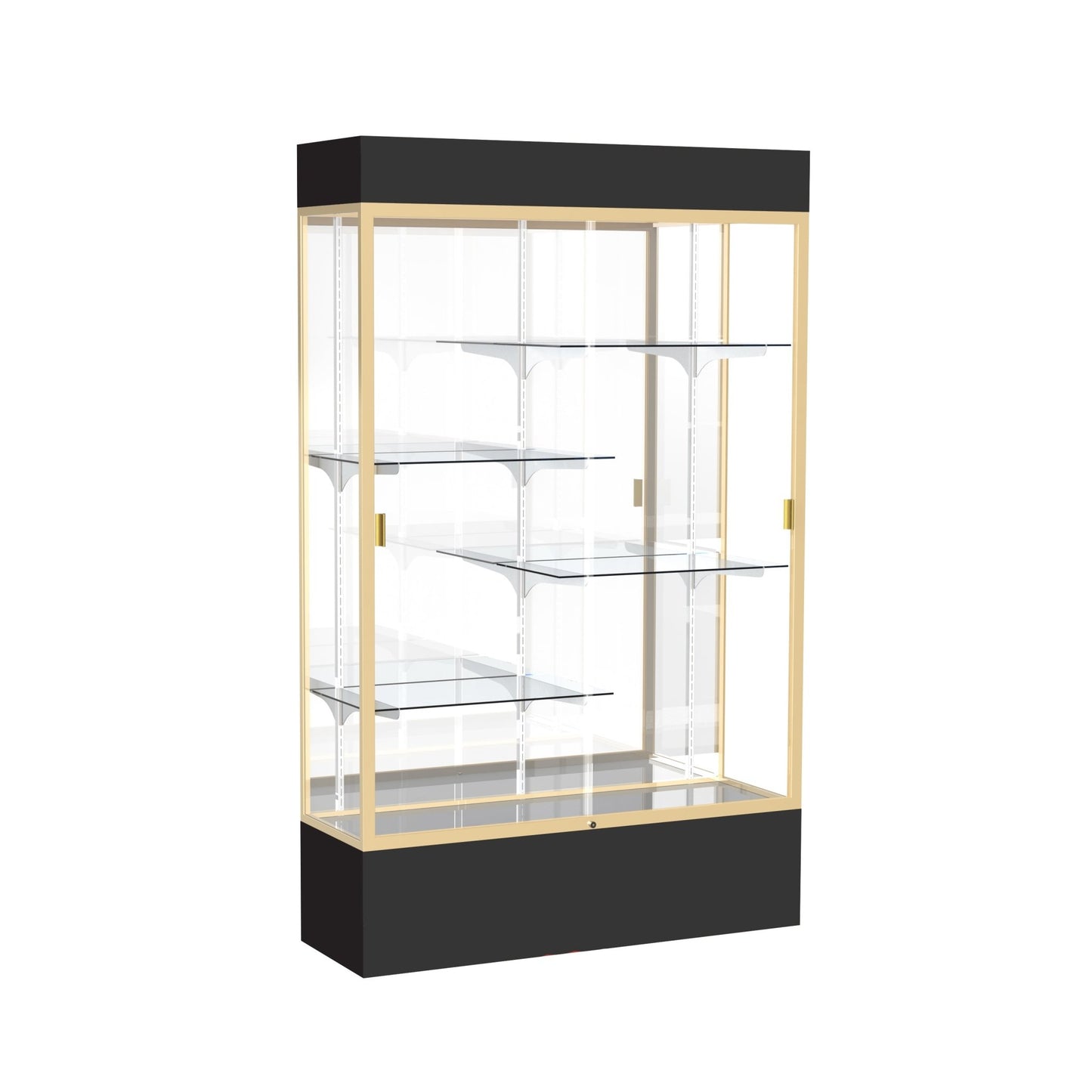 Ghent Spirit Floor Display Case Lighted, Aluminum Frame, 80"H x 48"W x 16"D - Waddell Display Collection (GHE - 3174XX - XX - XX) - SchoolOutlet