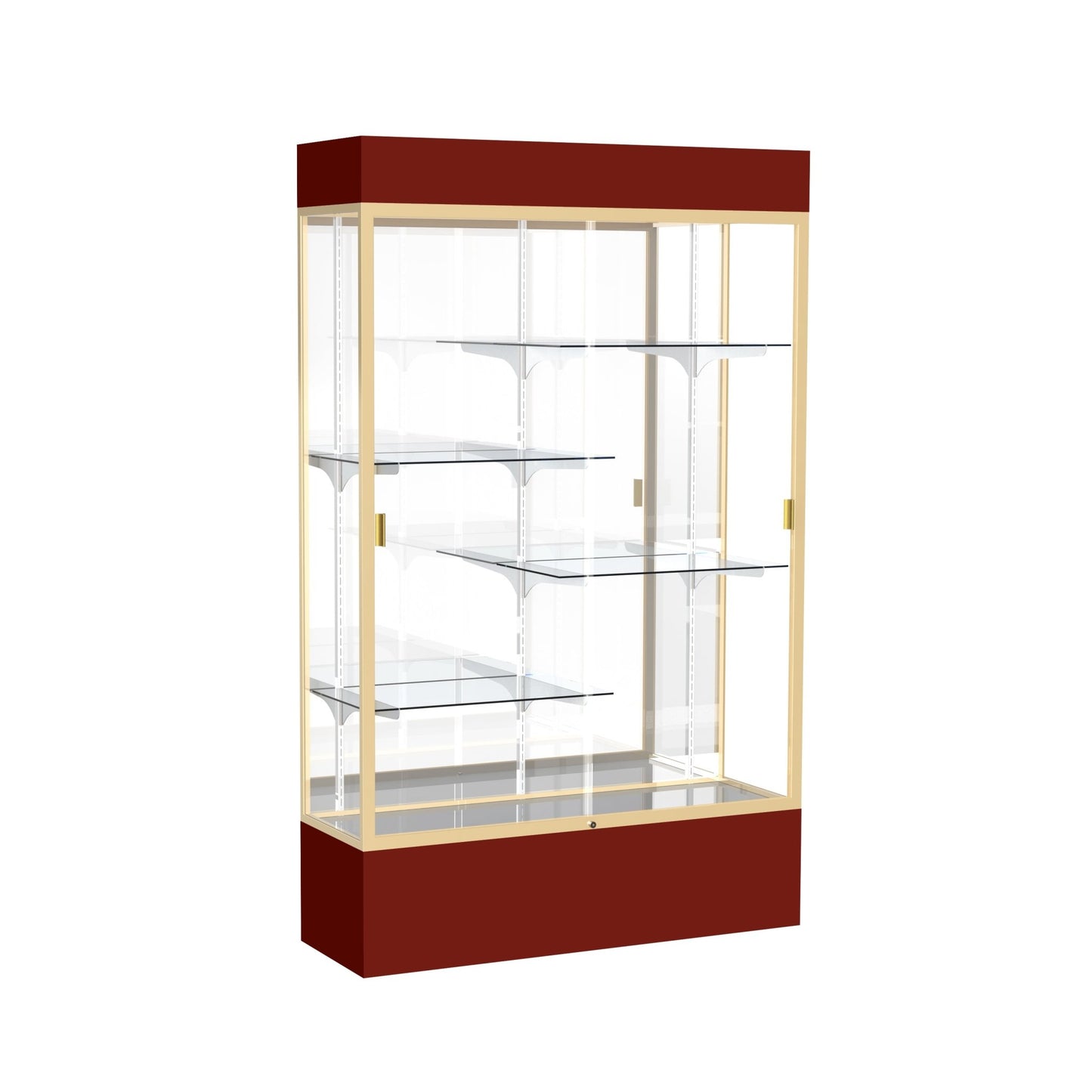 Ghent Spirit Floor Display Case Lighted, Aluminum Frame, 80"H x 48"W x 16"D - Waddell Display Collection (GHE - 3174XX - XX - XX) - SchoolOutlet