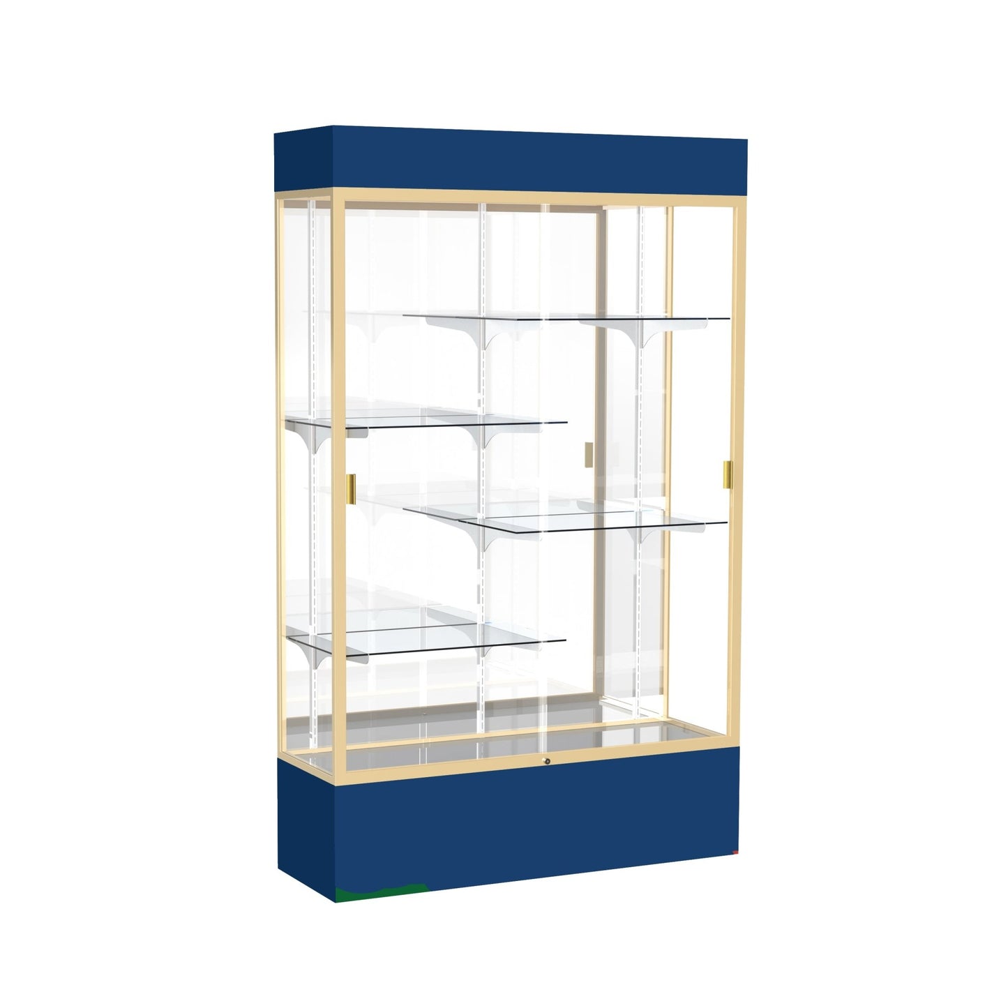Ghent Spirit Floor Display Case Lighted, Aluminum Frame, 80"H x 48"W x 16"D - Waddell Display Collection (GHE - 3174XX - XX - XX) - SchoolOutlet