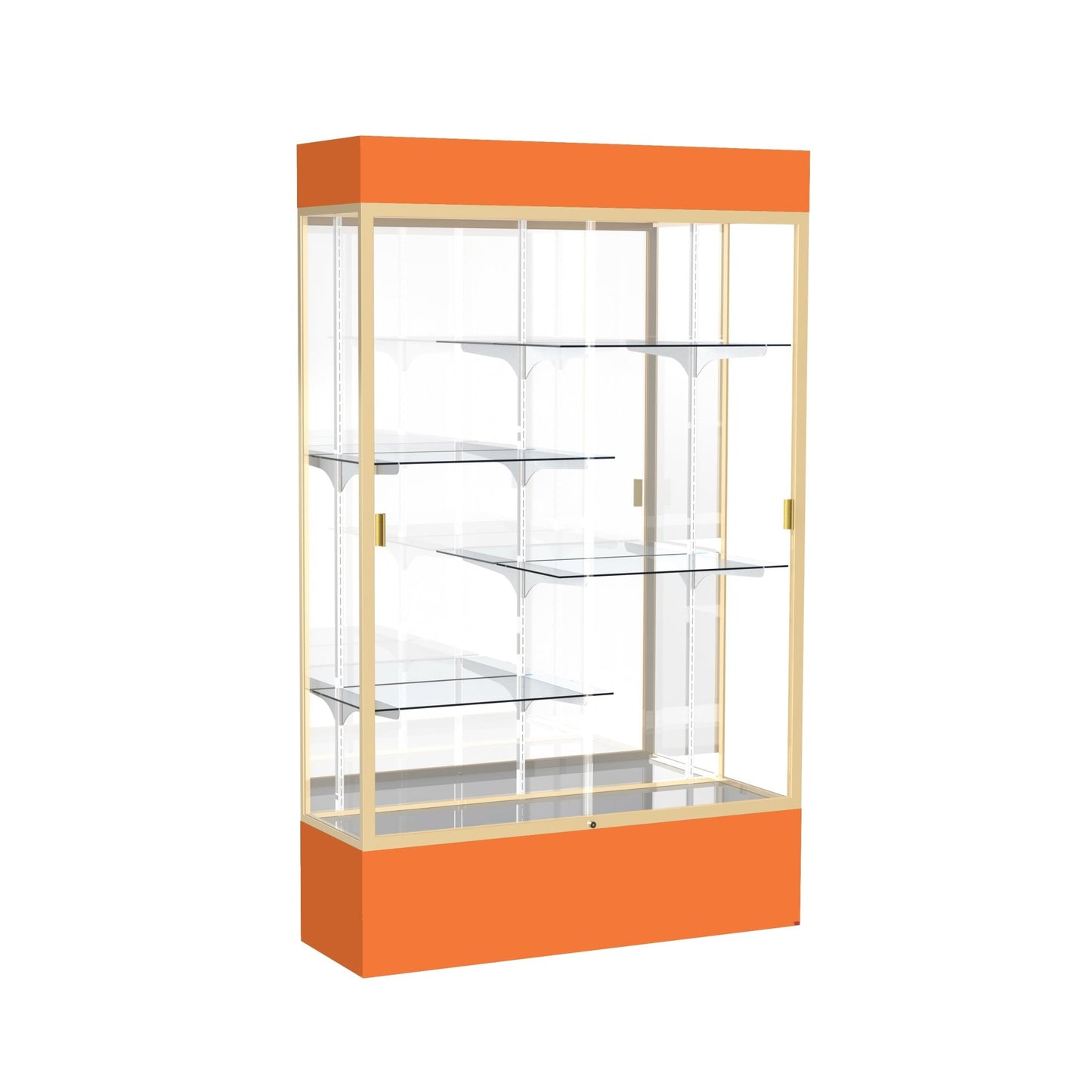 Ghent Spirit Floor Display Case Lighted, Aluminum Frame, 80"H x 48"W x 16"D - Waddell Display Collection (GHE - 3174XX - XX - XX) - SchoolOutlet