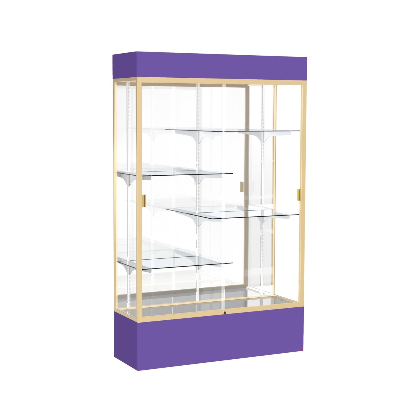Ghent Spirit Floor Display Case Lighted, Aluminum Frame, 80"H x 48"W x 16"D - Waddell Display Collection (GHE - 3174XX - XX - XX) - SchoolOutlet