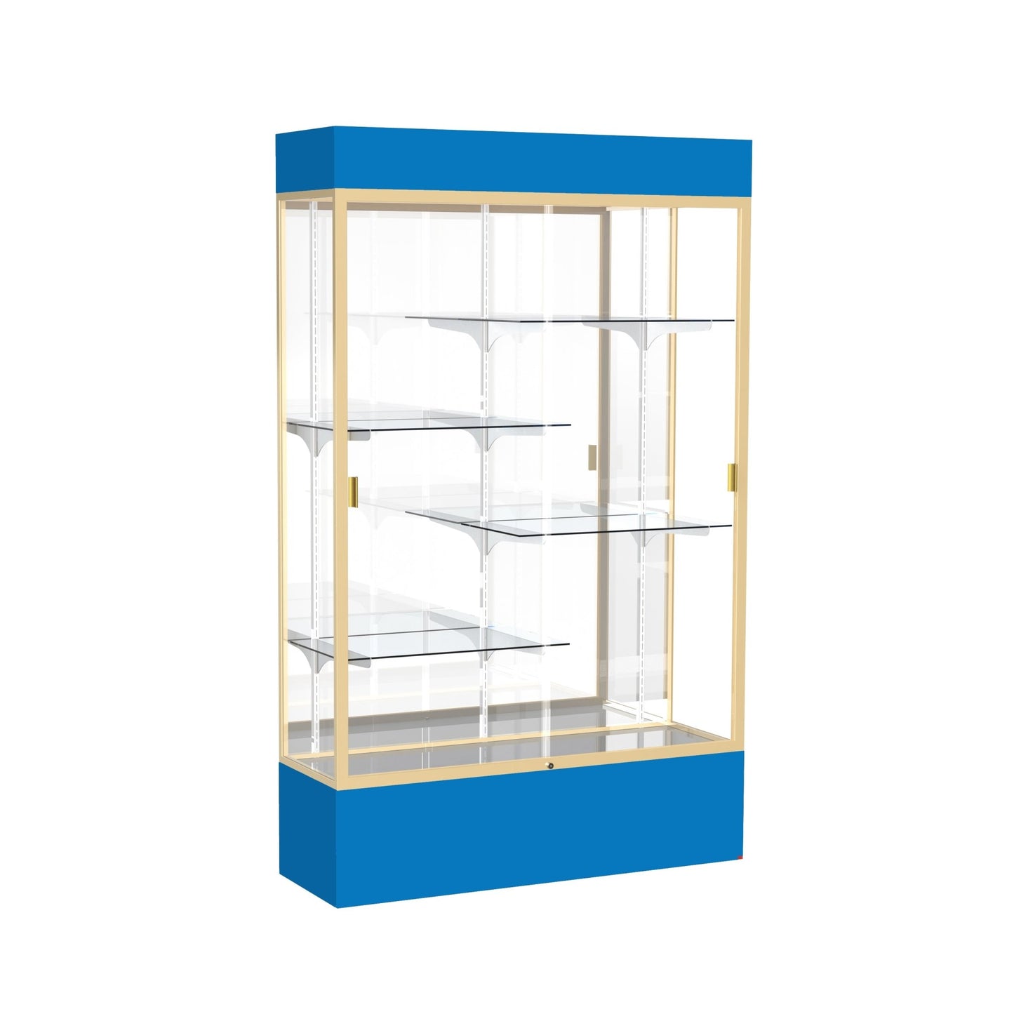 Ghent Spirit Floor Display Case Lighted, Aluminum Frame, 80"H x 48"W x 16"D - Waddell Display Collection (GHE - 3174XX - XX - XX) - SchoolOutlet