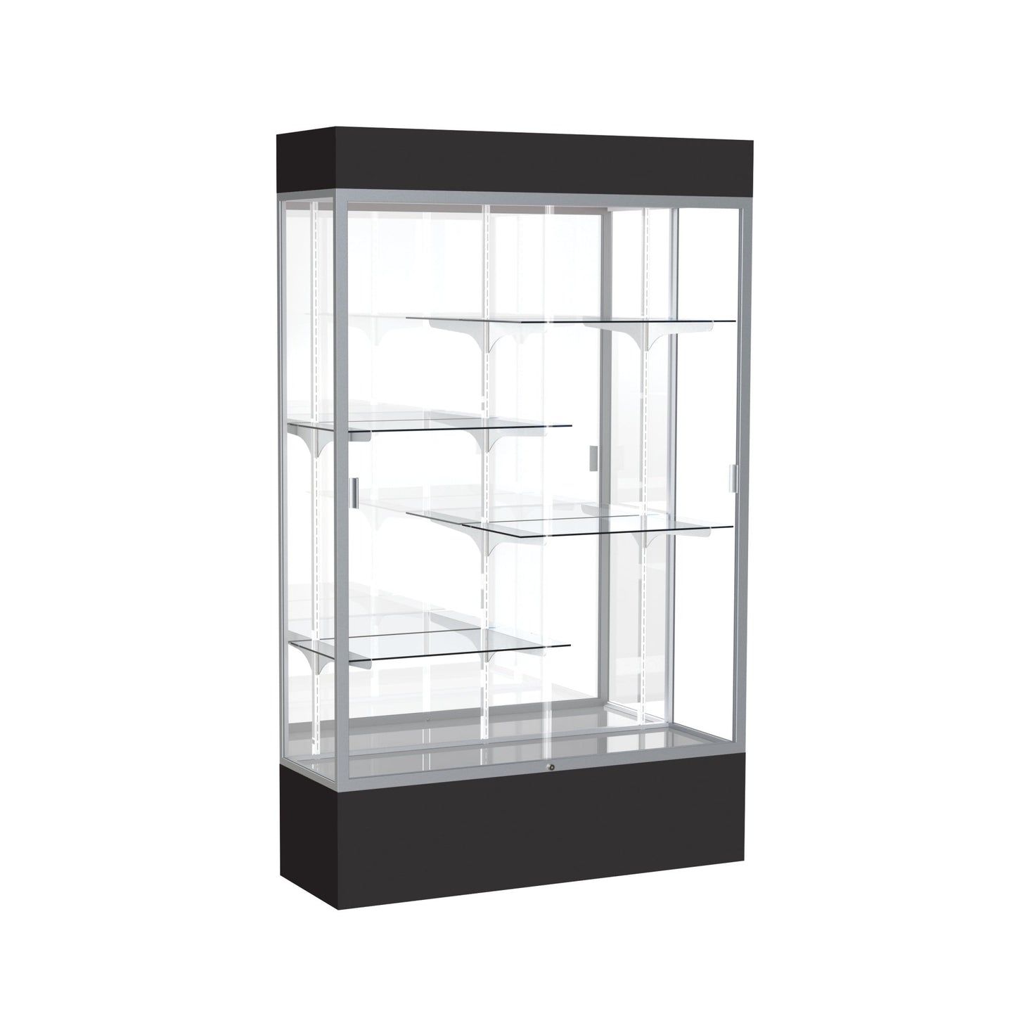 Ghent Spirit Floor Display Case Lighted, Aluminum Frame, 80"H x 48"W x 16"D - Waddell Display Collection (GHE - 3174XX - XX - XX) - SchoolOutlet