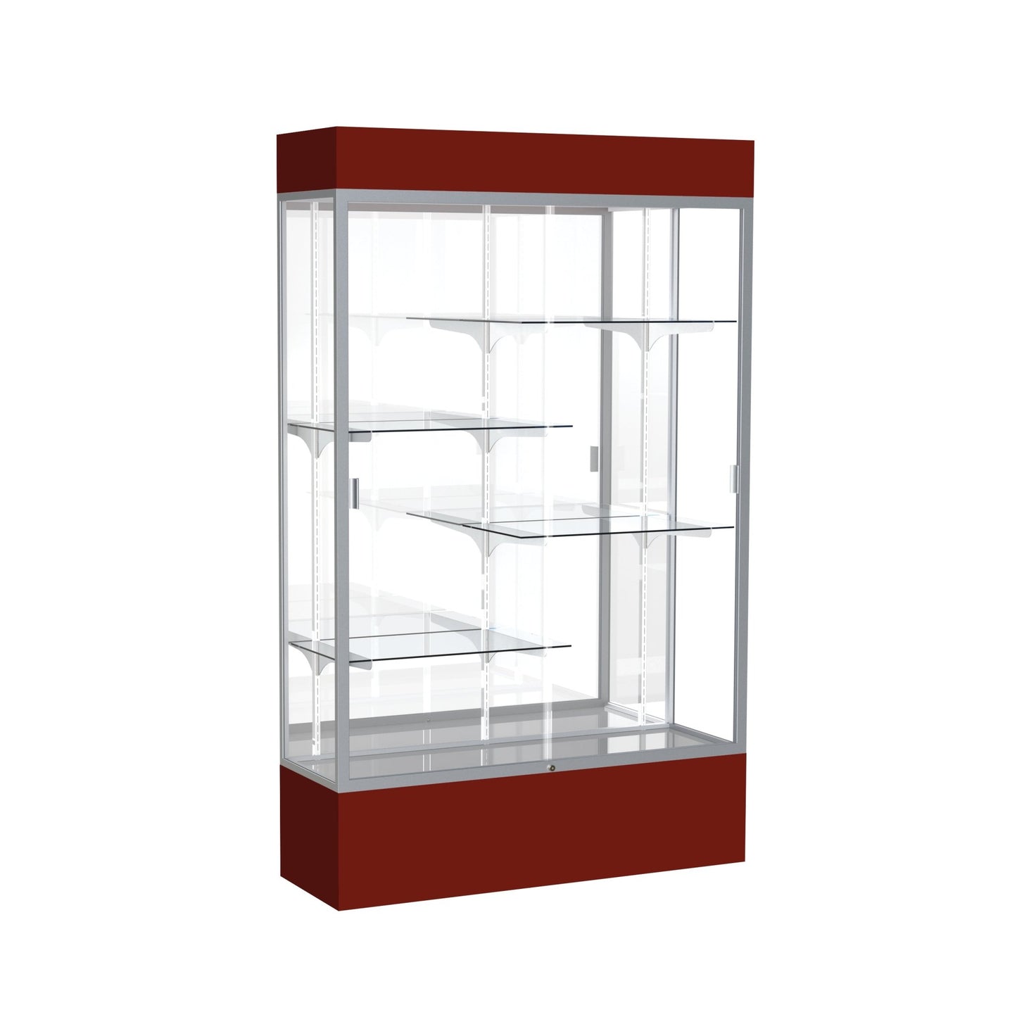 Ghent Spirit Floor Display Case Lighted, Aluminum Frame, 80"H x 48"W x 16"D - Waddell Display Collection (GHE - 3174XX - XX - XX) - SchoolOutlet