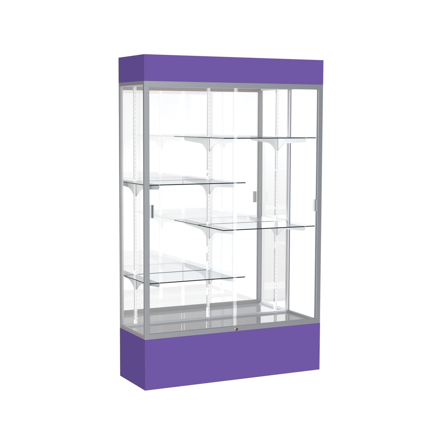 Ghent Spirit Floor Display Case Lighted, Aluminum Frame, 80"H x 48"W x 16"D - Waddell Display Collection (GHE - 3174XX - XX - XX) - SchoolOutlet