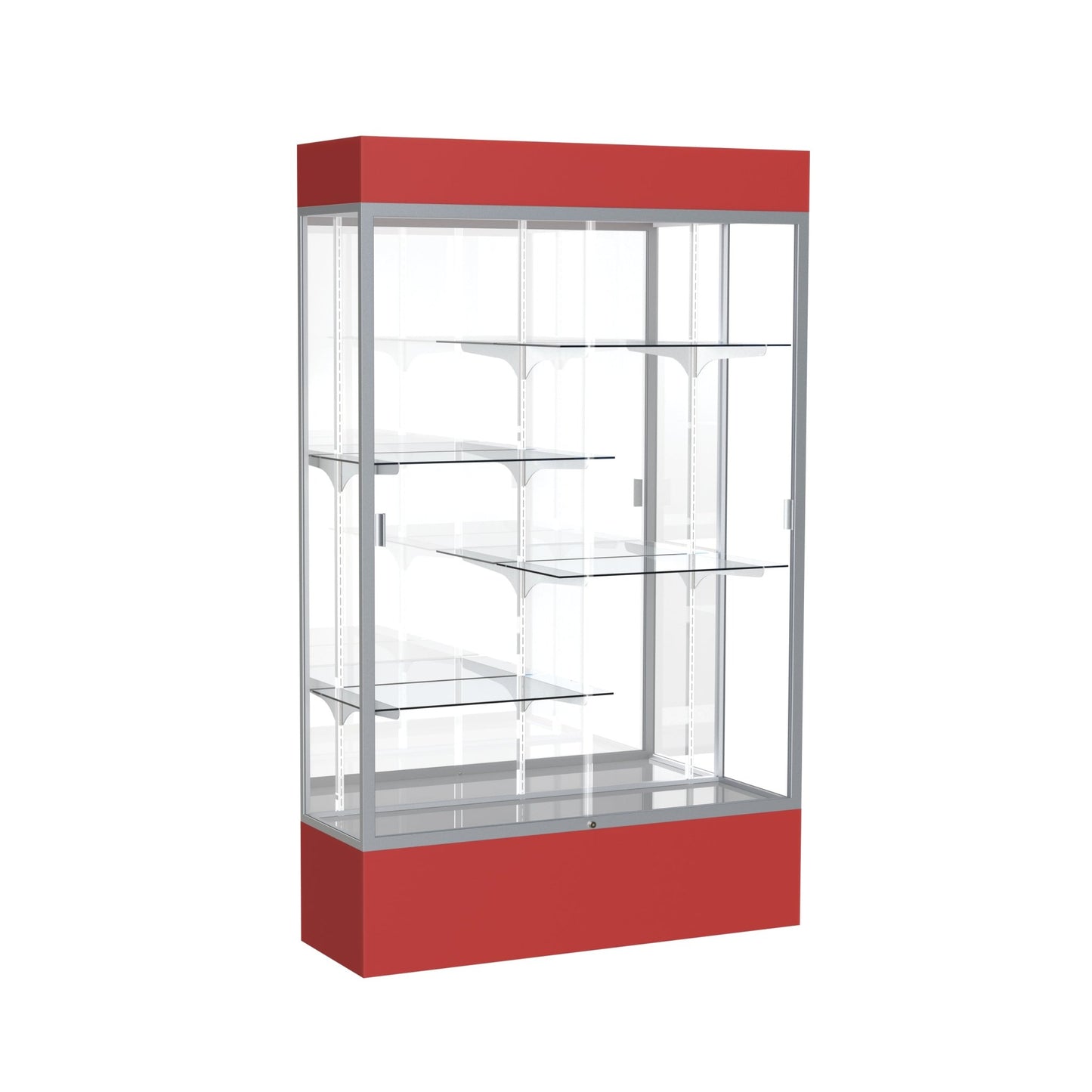Ghent Spirit Floor Display Case Lighted, Aluminum Frame, 80"H x 48"W x 16"D - Waddell Display Collection (GHE - 3174XX - XX - XX) - SchoolOutlet