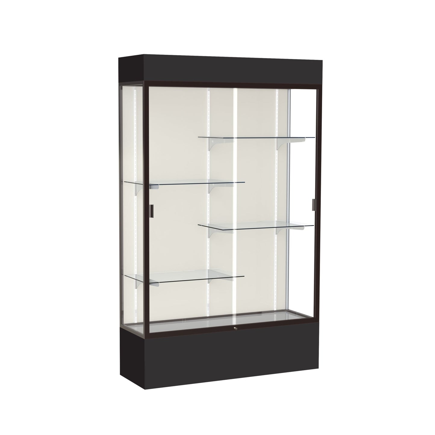 Ghent Spirit Floor Display Case Lighted, Aluminum Frame, 80"H x 48"W x 16"D - Waddell Display Collection (GHE - 3174XX - XX - XX) - SchoolOutlet
