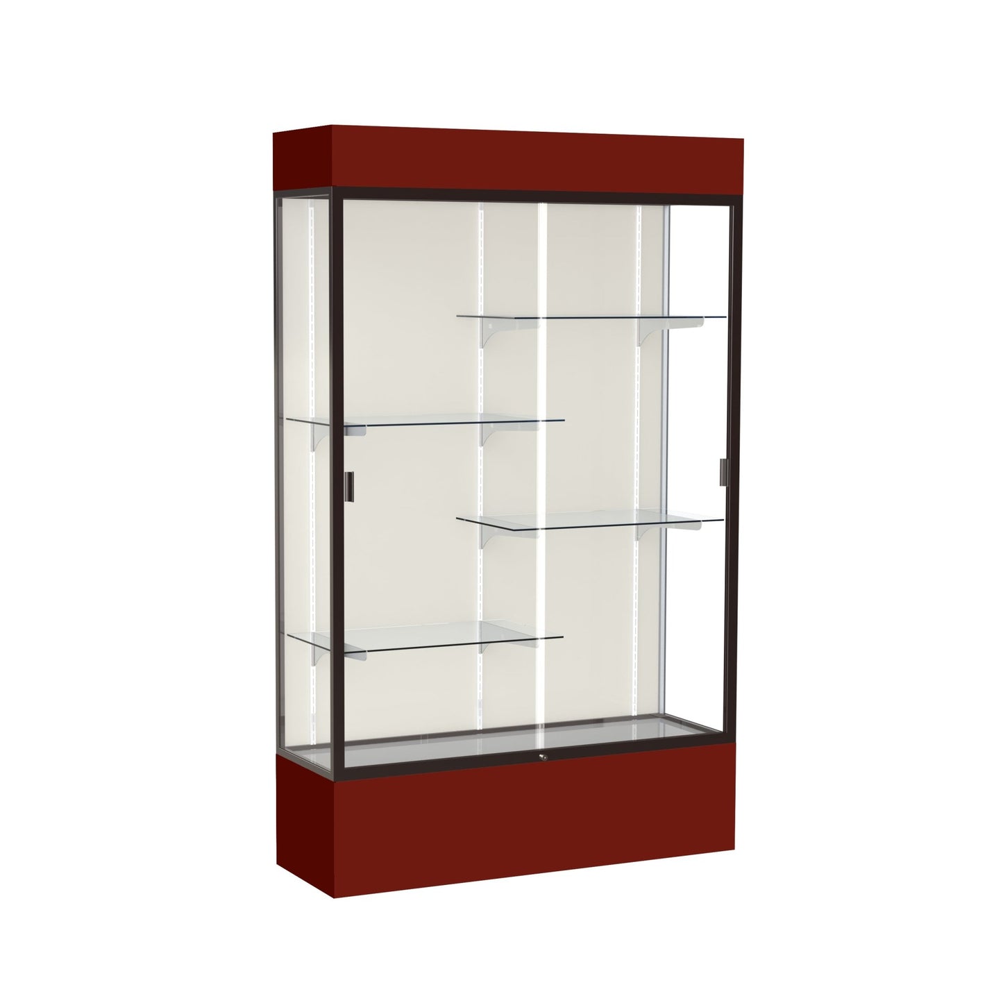 Ghent Spirit Floor Display Case Lighted, Aluminum Frame, 80"H x 48"W x 16"D - Waddell Display Collection (GHE - 3174XX - XX - XX) - SchoolOutlet