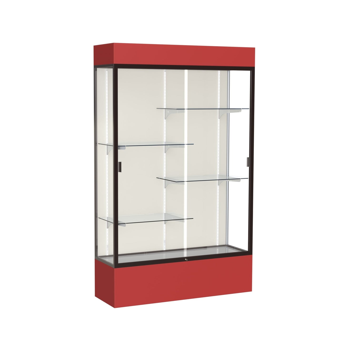 Ghent Spirit Floor Display Case Lighted, Aluminum Frame, 80"H x 48"W x 16"D - Waddell Display Collection (GHE - 3174XX - XX - XX) - SchoolOutlet