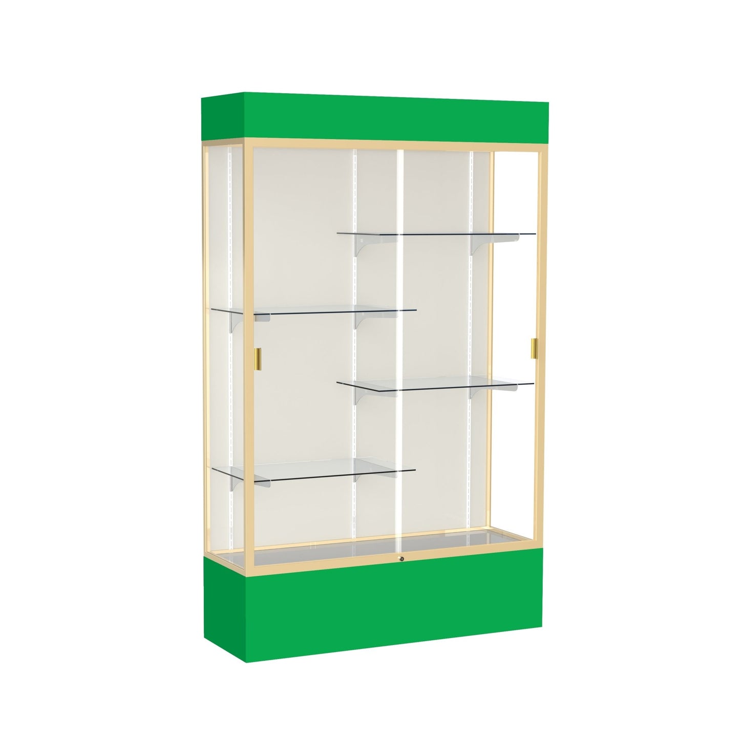 Ghent Spirit Floor Display Case Lighted, Aluminum Frame, 80"H x 48"W x 16"D - Waddell Display Collection (GHE - 3174XX - XX - XX) - SchoolOutlet