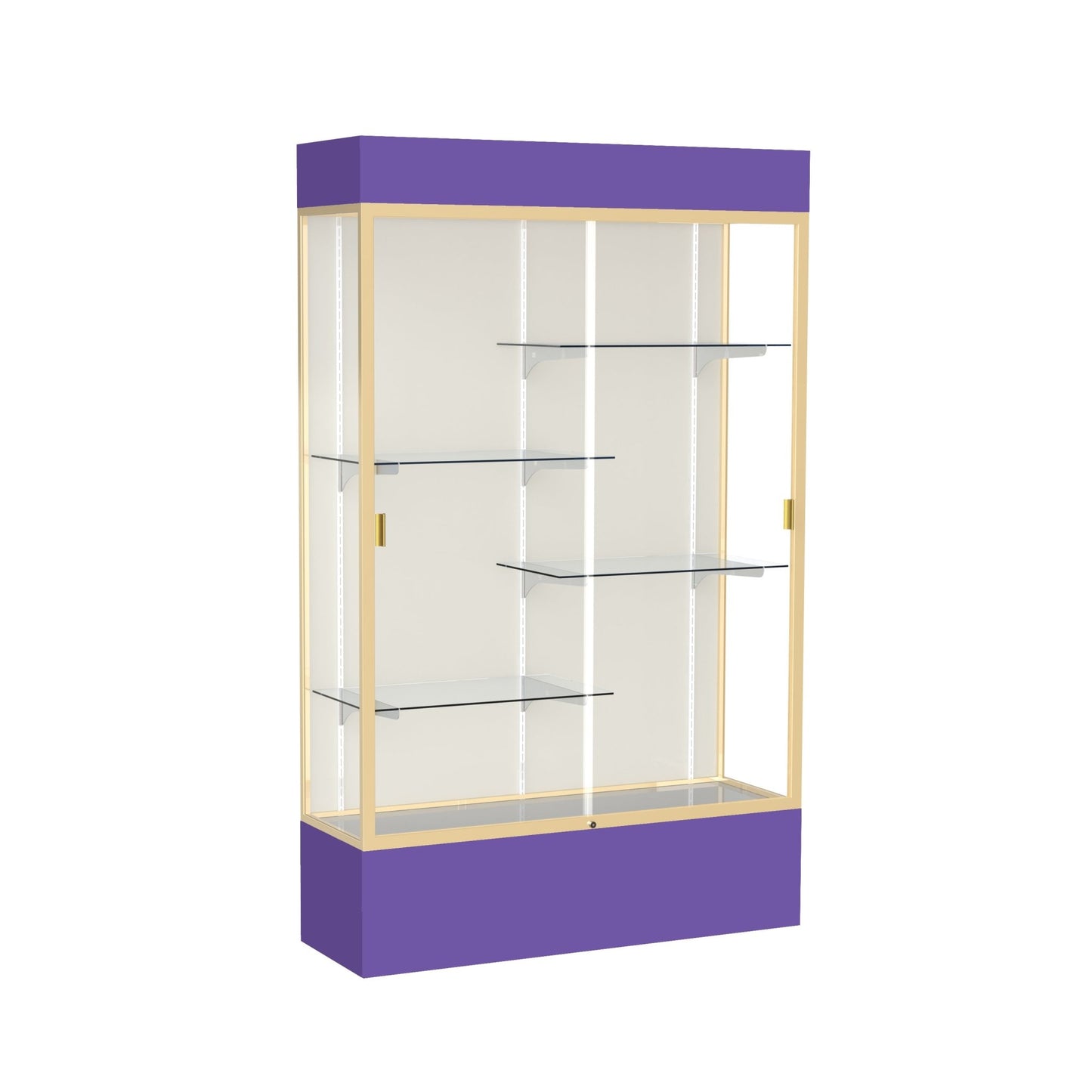 Ghent Spirit Floor Display Case Lighted, Aluminum Frame, 80"H x 48"W x 16"D - Waddell Display Collection (GHE - 3174XX - XX - XX) - SchoolOutlet