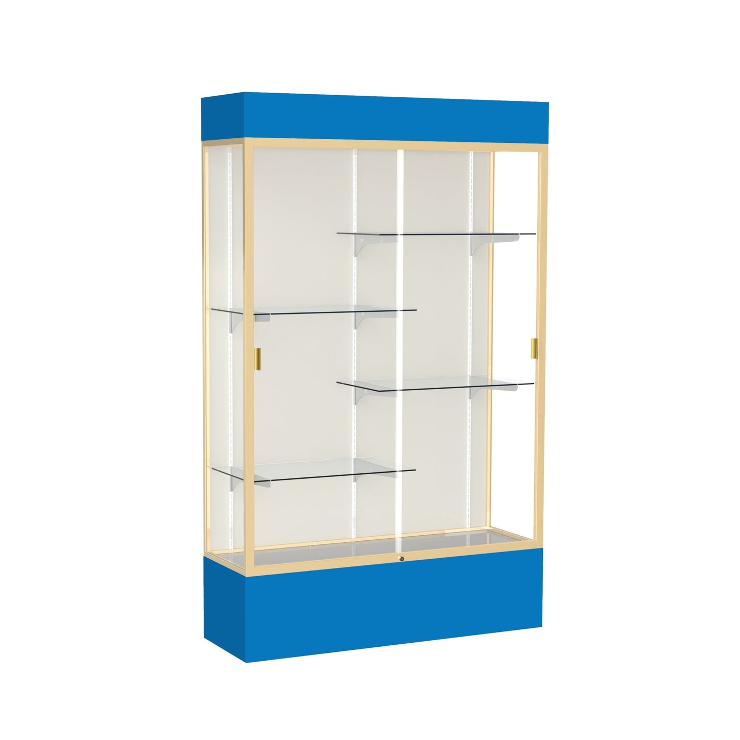 Ghent Spirit Floor Display Case Lighted, Aluminum Frame, 80"H x 48"W x 16"D - Waddell Display Collection (GHE - 3174XX - XX - XX) - SchoolOutlet
