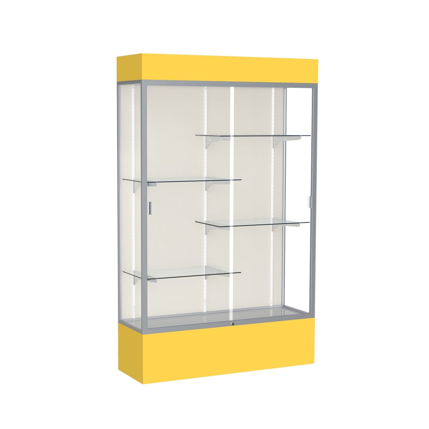 Ghent Spirit Floor Display Case Lighted, Aluminum Frame, 80"H x 48"W x 16"D - Waddell Display Collection (GHE - 3174XX - XX - XX) - SchoolOutlet