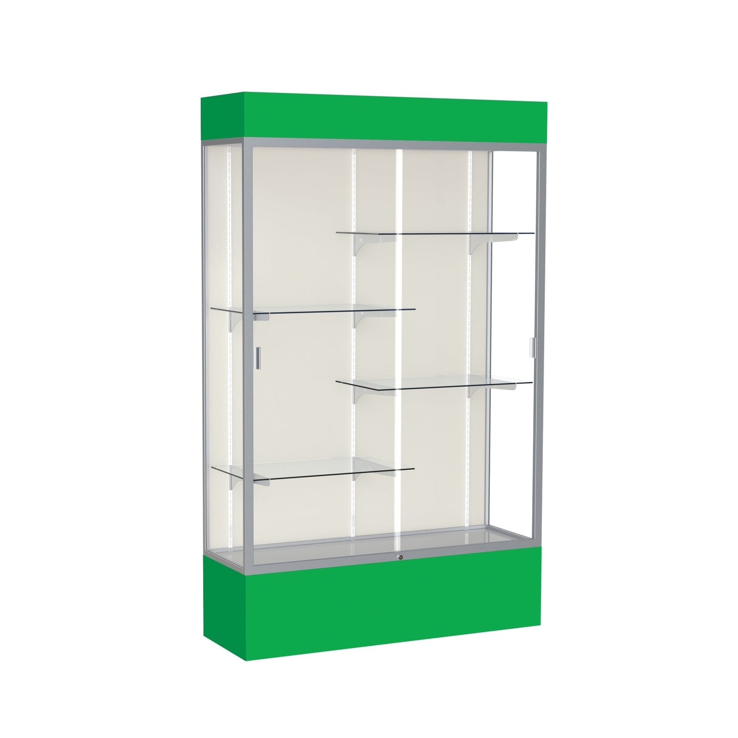 Ghent Spirit Floor Display Case Lighted, Aluminum Frame, 80"H x 48"W x 16"D - Waddell Display Collection (GHE - 3174XX - XX - XX) - SchoolOutlet