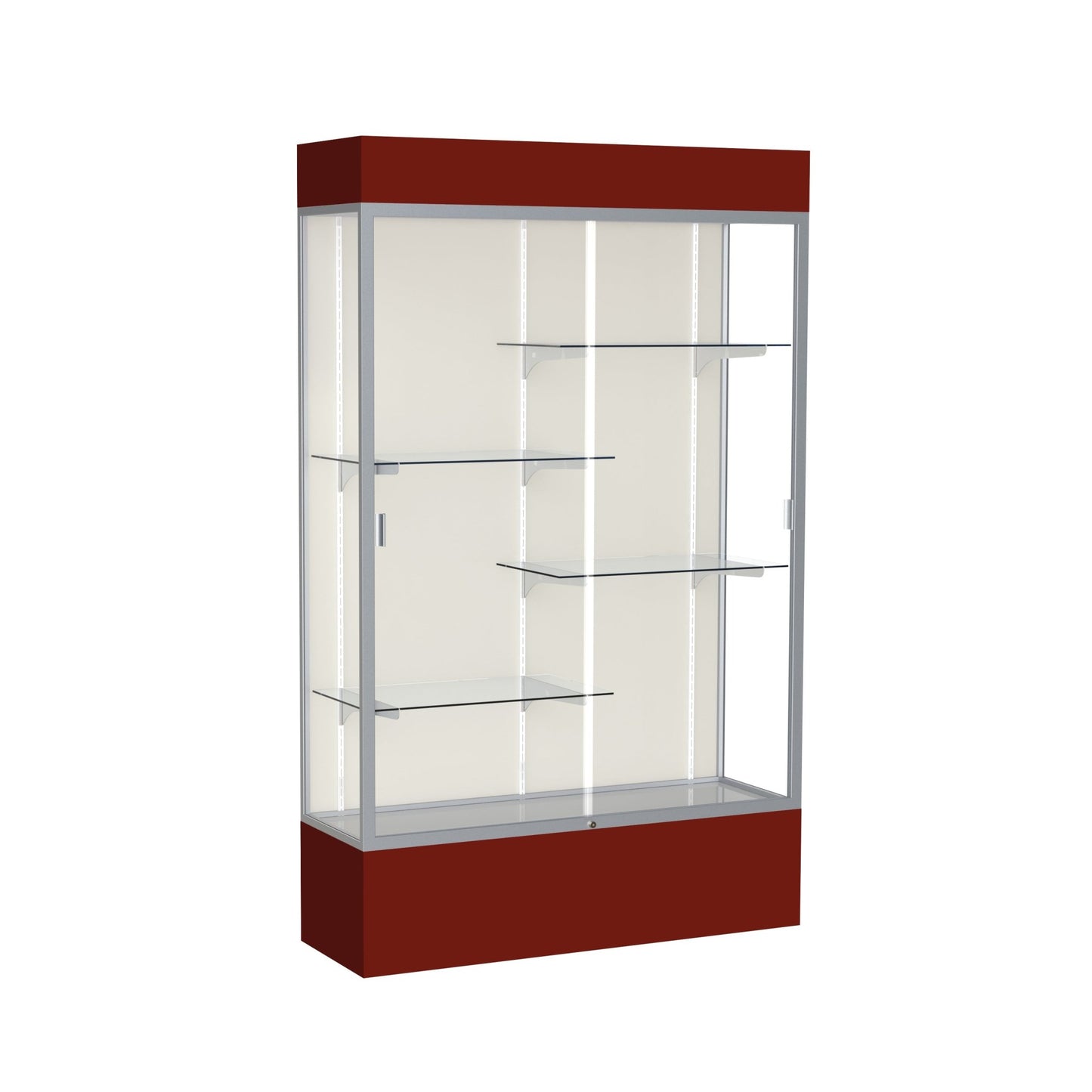 Ghent Spirit Floor Display Case Lighted, Aluminum Frame, 80"H x 48"W x 16"D - Waddell Display Collection (GHE - 3174XX - XX - XX) - SchoolOutlet