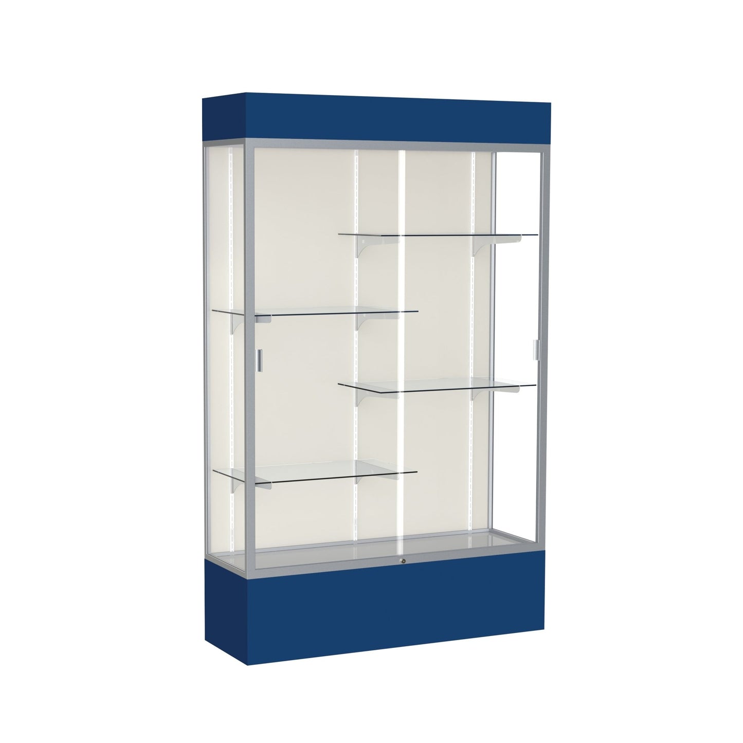 Ghent Spirit Floor Display Case Lighted, Aluminum Frame, 80"H x 48"W x 16"D - Waddell Display Collection (GHE - 3174XX - XX - XX) - SchoolOutlet