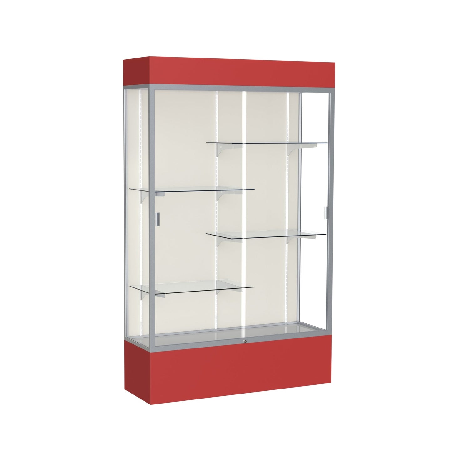 Ghent Spirit Floor Display Case Lighted, Aluminum Frame, 80"H x 48"W x 16"D - Waddell Display Collection (GHE - 3174XX - XX - XX) - SchoolOutlet