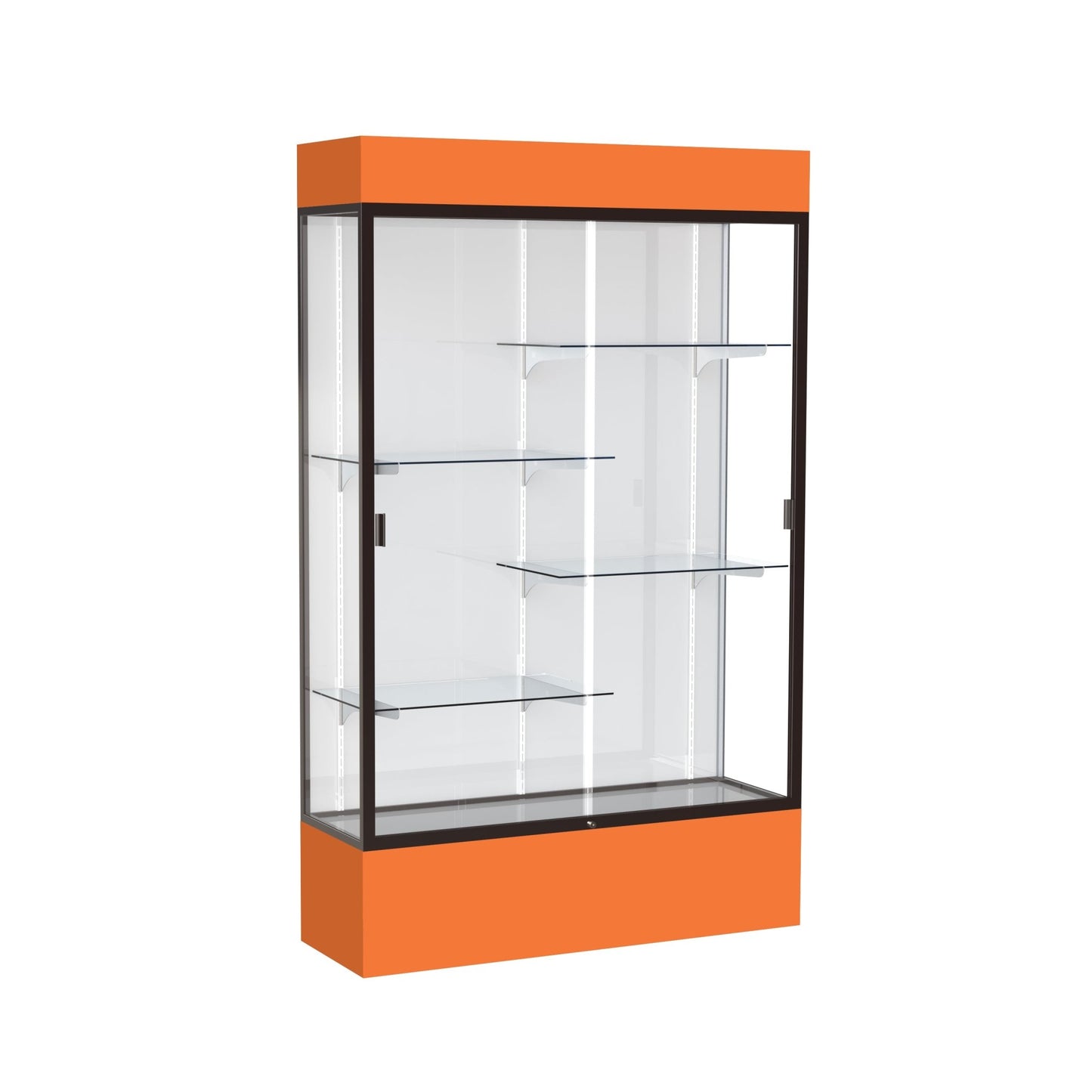 Ghent Spirit Floor Display Case Lighted, Aluminum Frame, 80"H x 48"W x 16"D - Waddell Display Collection (GHE - 3174XX - XX - XX) - SchoolOutlet