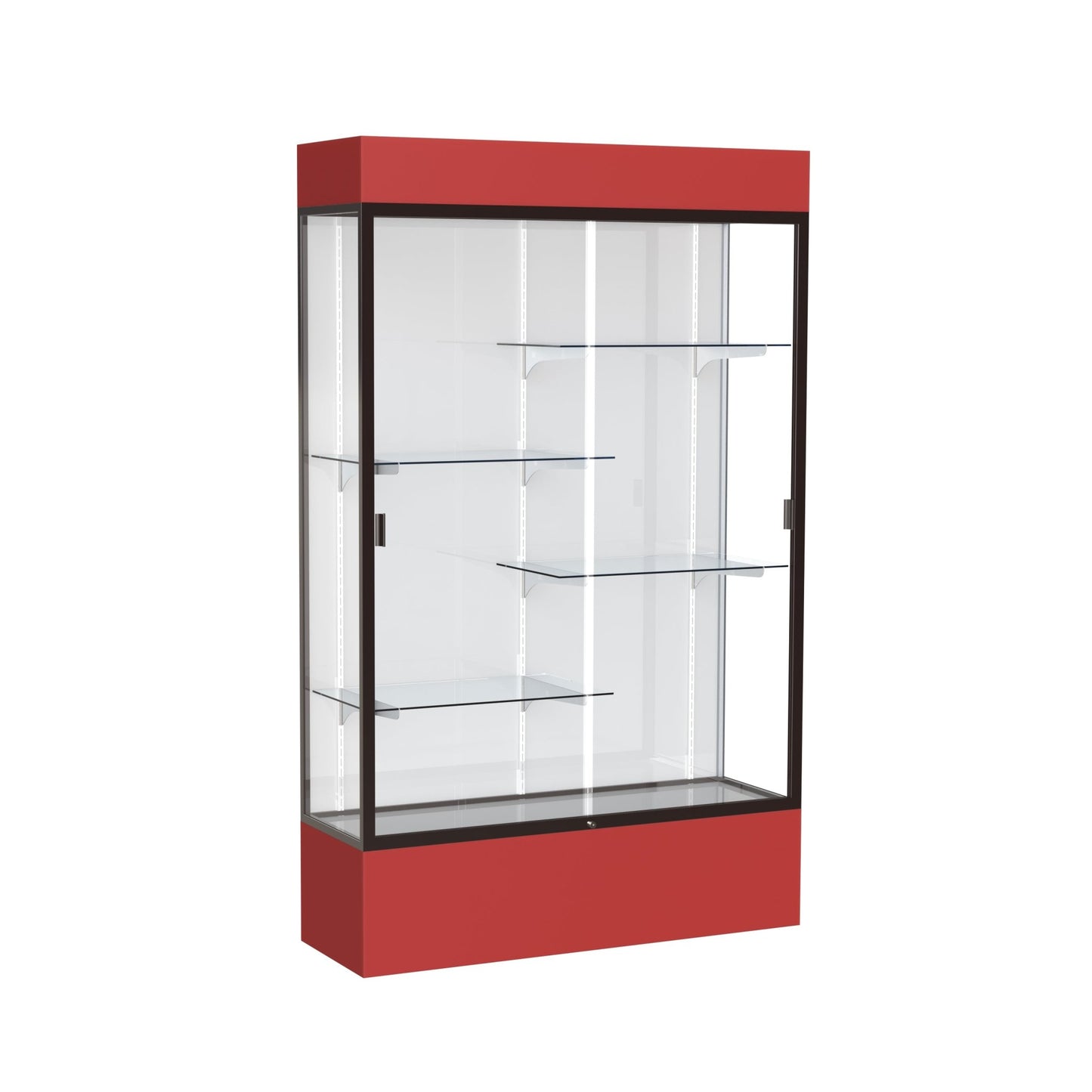 Ghent Spirit Floor Display Case Lighted, Aluminum Frame, 80"H x 48"W x 16"D - Waddell Display Collection (GHE - 3174XX - XX - XX) - SchoolOutlet