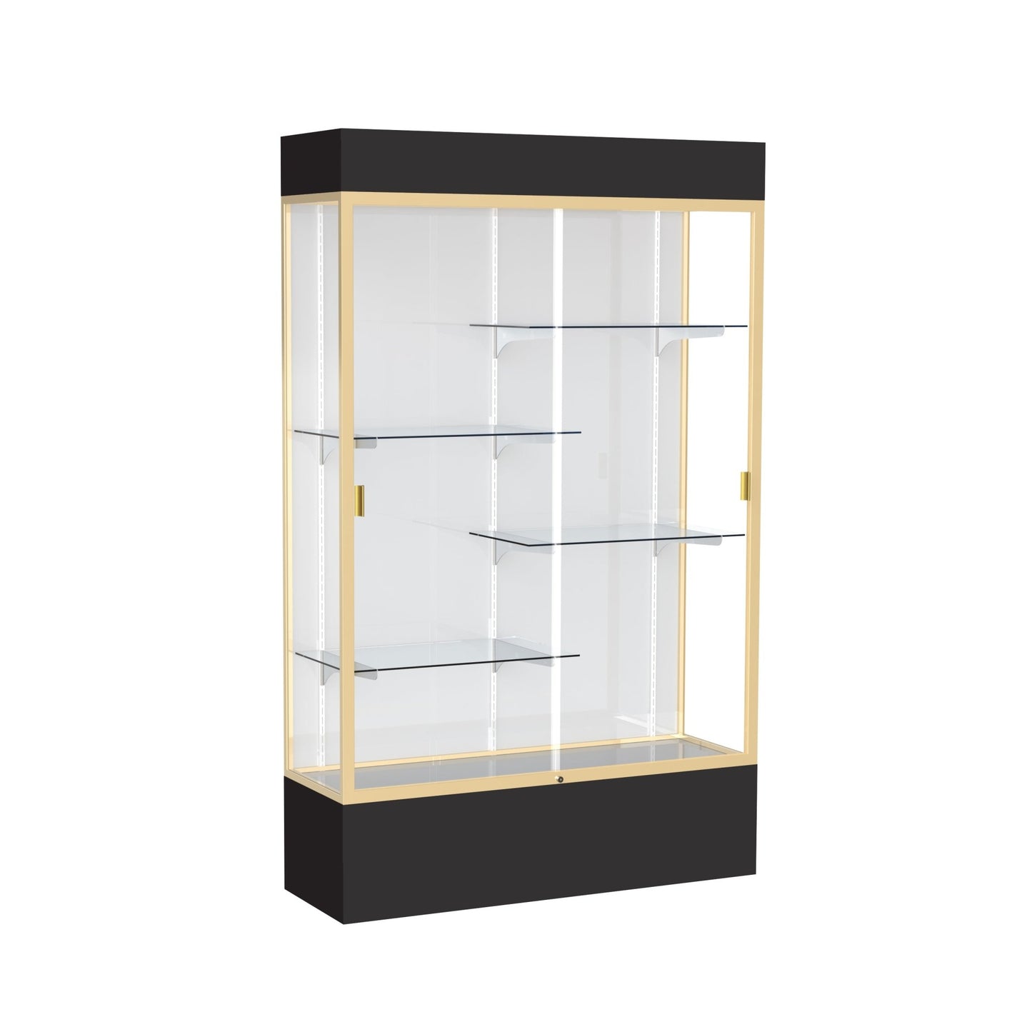 Ghent Spirit Floor Display Case Lighted, Aluminum Frame, 80"H x 48"W x 16"D - Waddell Display Collection (GHE - 3174XX - XX - XX) - SchoolOutlet