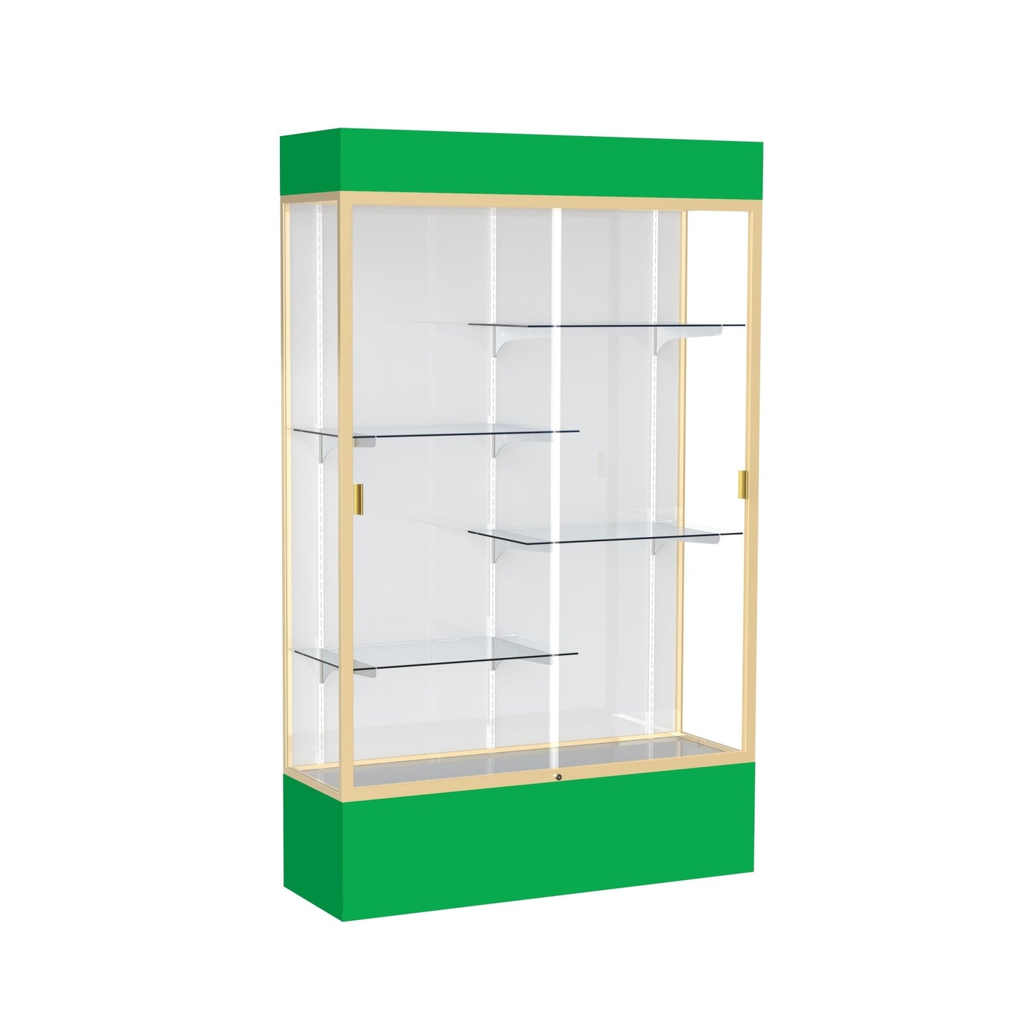 Ghent Spirit Floor Display Case Lighted, Aluminum Frame, 80"H x 48"W x 16"D - Waddell Display Collection (GHE - 3174XX - XX - XX) - SchoolOutlet