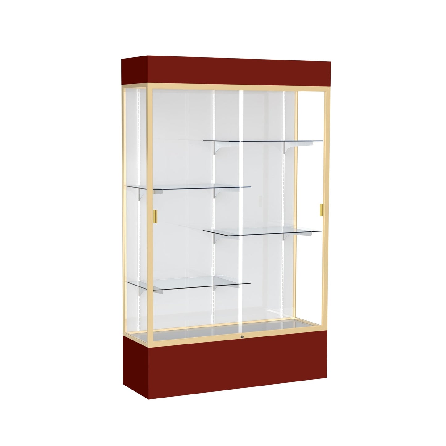 Ghent Spirit Floor Display Case Lighted, Aluminum Frame, 80"H x 48"W x 16"D - Waddell Display Collection (GHE - 3174XX - XX - XX) - SchoolOutlet