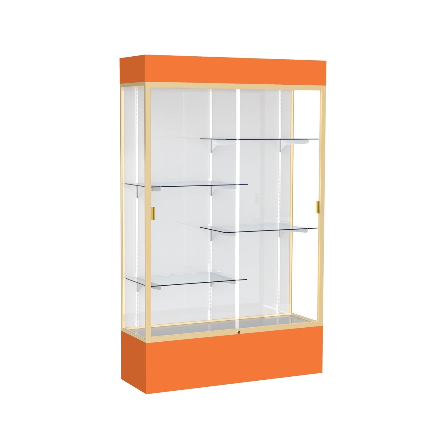 Ghent Spirit Floor Display Case Lighted, Aluminum Frame, 80"H x 48"W x 16"D - Waddell Display Collection (GHE - 3174XX - XX - XX) - SchoolOutlet