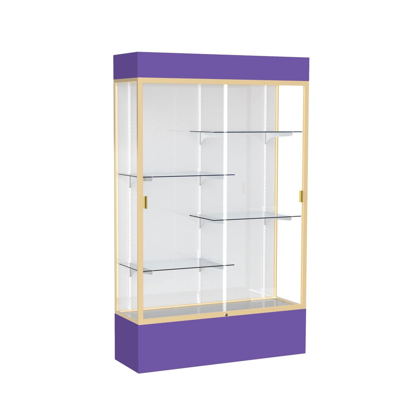 Ghent Spirit Floor Display Case Lighted, Aluminum Frame, 80"H x 48"W x 16"D - Waddell Display Collection (GHE - 3174XX - XX - XX) - SchoolOutlet