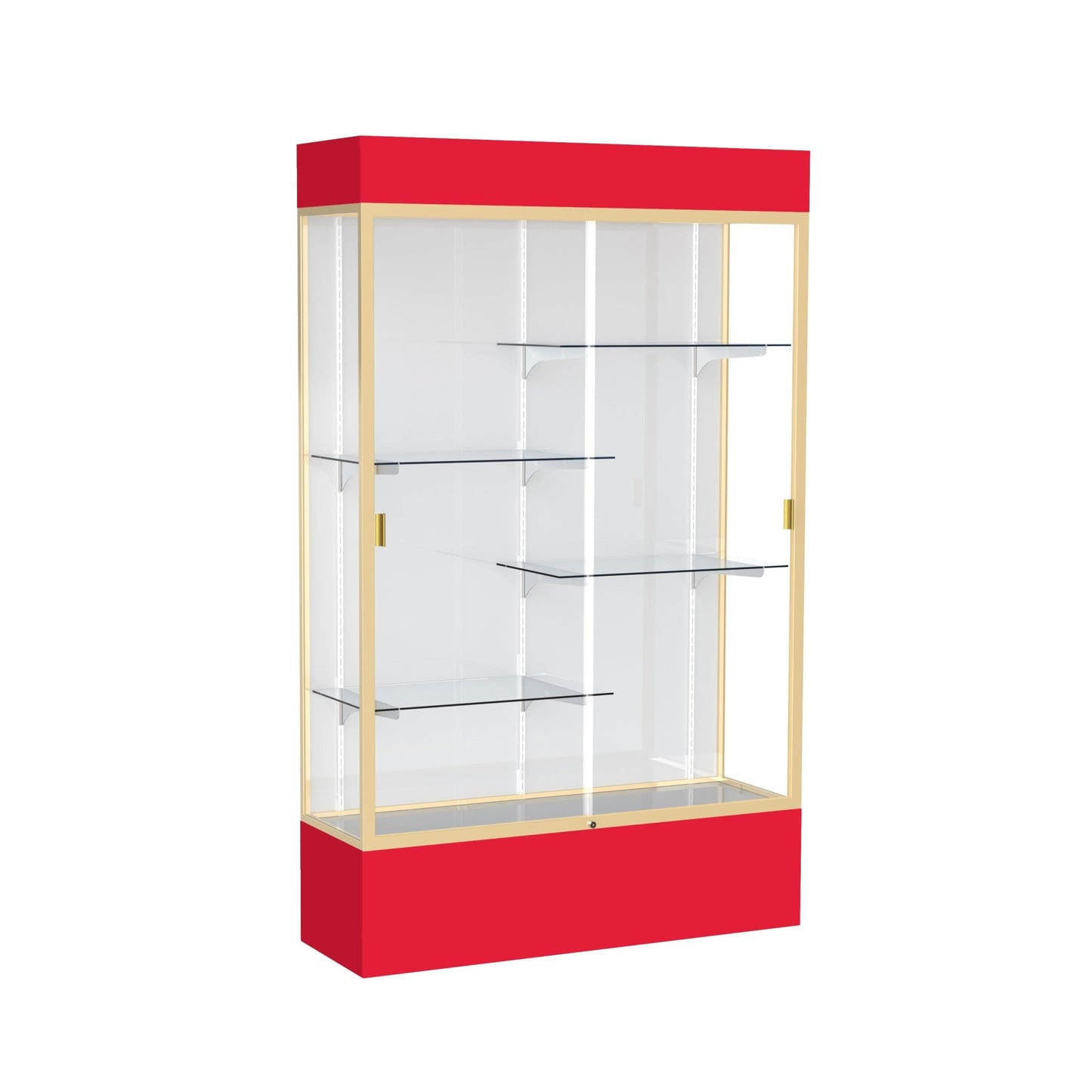 Ghent Spirit Floor Display Case Lighted, Aluminum Frame, 80"H x 48"W x 16"D - Waddell Display Collection (GHE - 3174XX - XX - XX) - SchoolOutlet