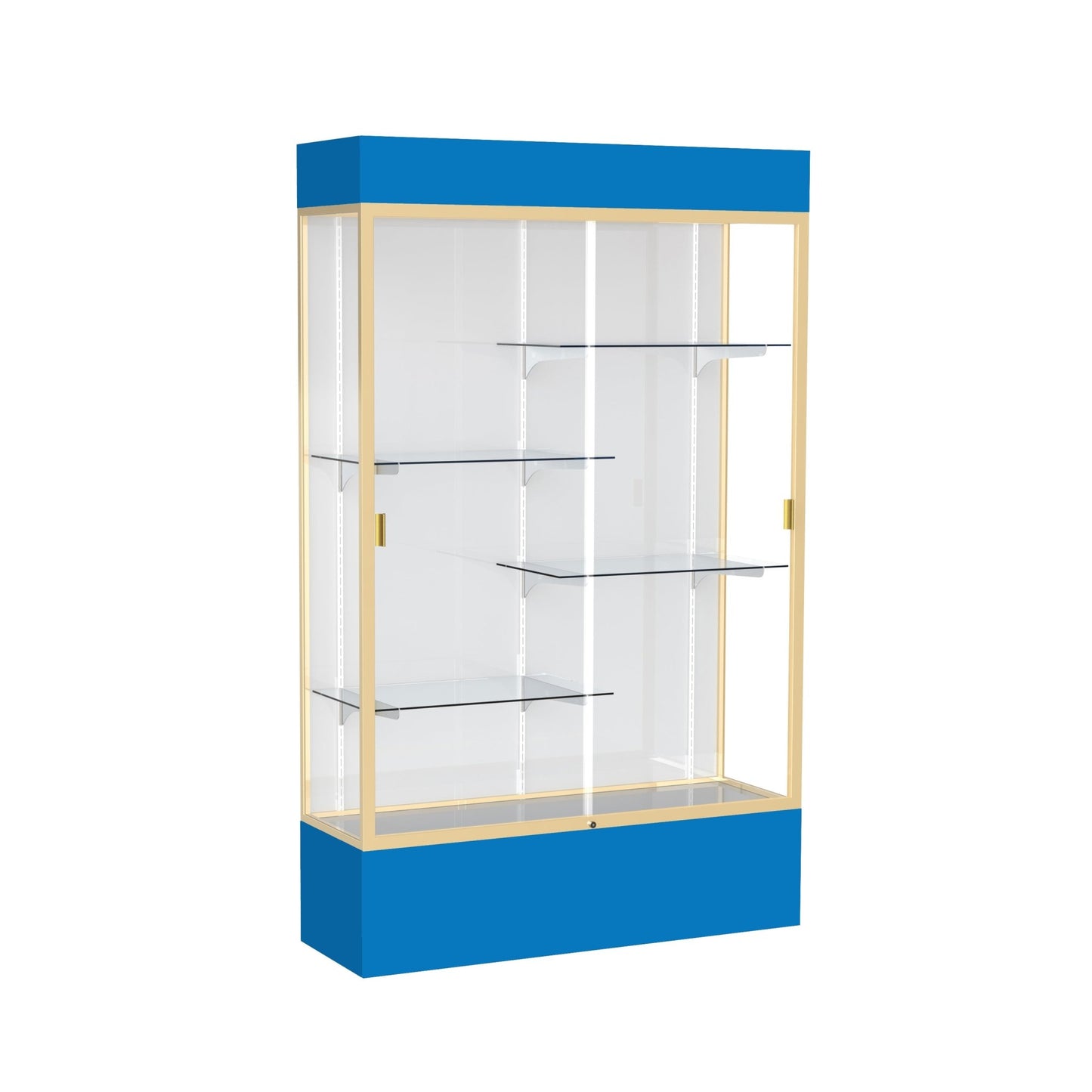 Ghent Spirit Floor Display Case Lighted, Aluminum Frame, 80"H x 48"W x 16"D - Waddell Display Collection (GHE - 3174XX - XX - XX) - SchoolOutlet