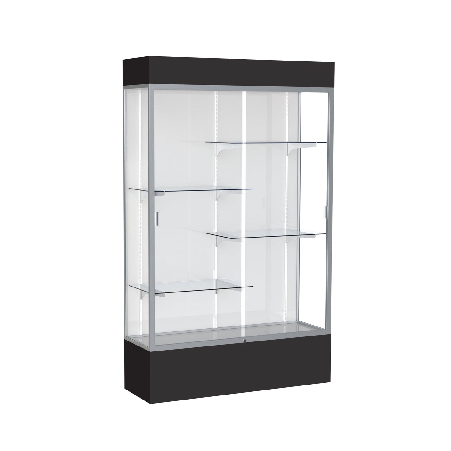 Ghent Spirit Floor Display Case Lighted, Aluminum Frame, 80"H x 48"W x 16"D - Waddell Display Collection (GHE - 3174XX - XX - XX) - SchoolOutlet