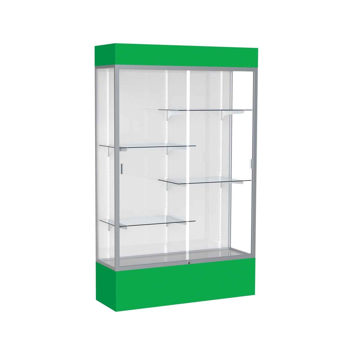 Ghent Spirit Floor Display Case Lighted, Aluminum Frame, 80"H x 48"W x 16"D - Waddell Display Collection (GHE - 3174XX - XX - XX) - SchoolOutlet